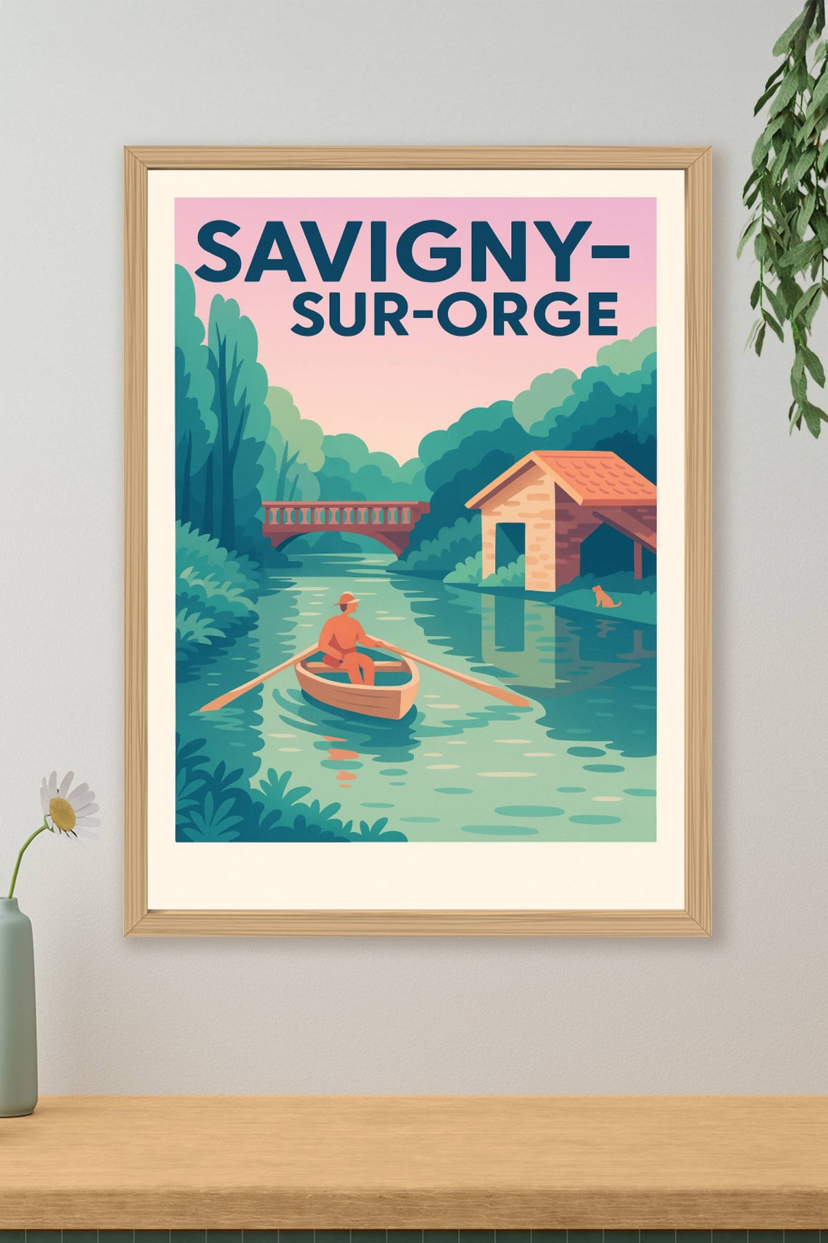 Affiche Savigny-sur-Orge — Évasion au fil de l'eau · poster d'art de Savigny-sur-Orge