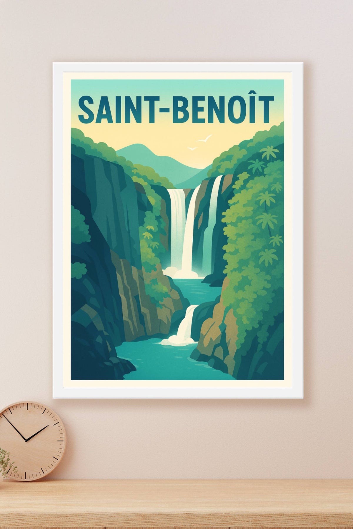 Affiche Saint-Benoît — Évasion au cœur des cascades · poster d'art de Saint-Benoît
