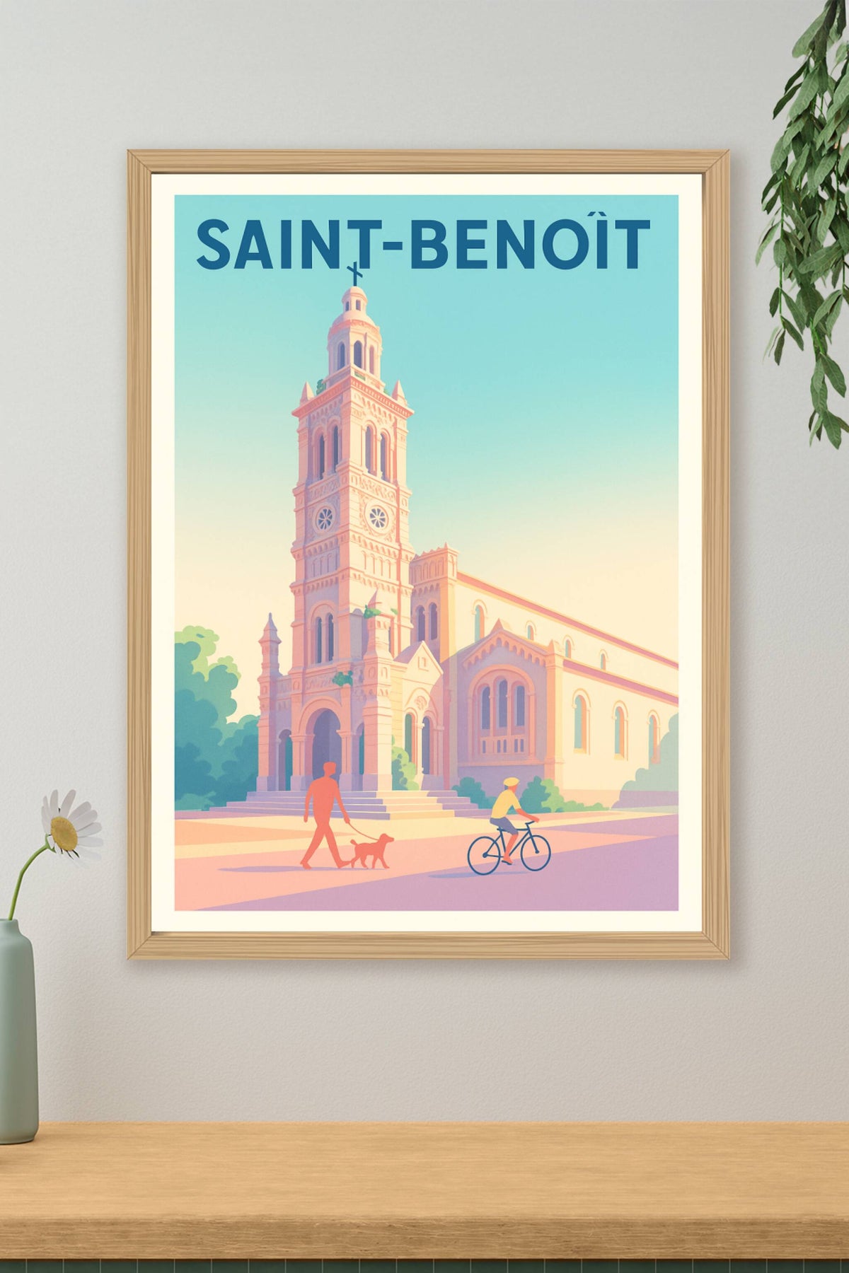 Affiche Saint-Benoît — Harmonie et sérénité au cœur de la ville · poster d'art de Saint-Benoît