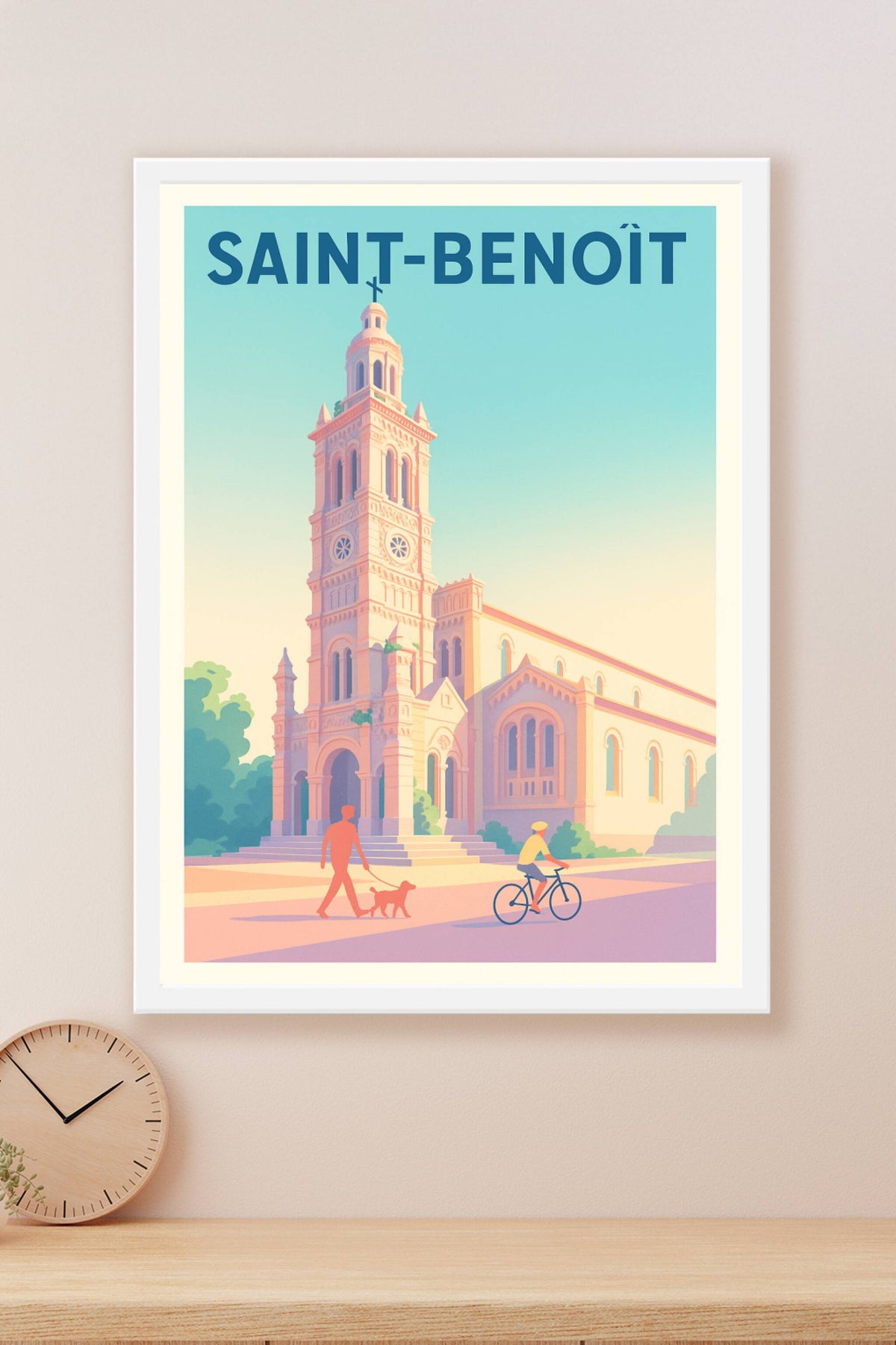 Affiche Saint-Benoît — Harmonie et sérénité au cœur de la ville · poster d'art de Saint-Benoît