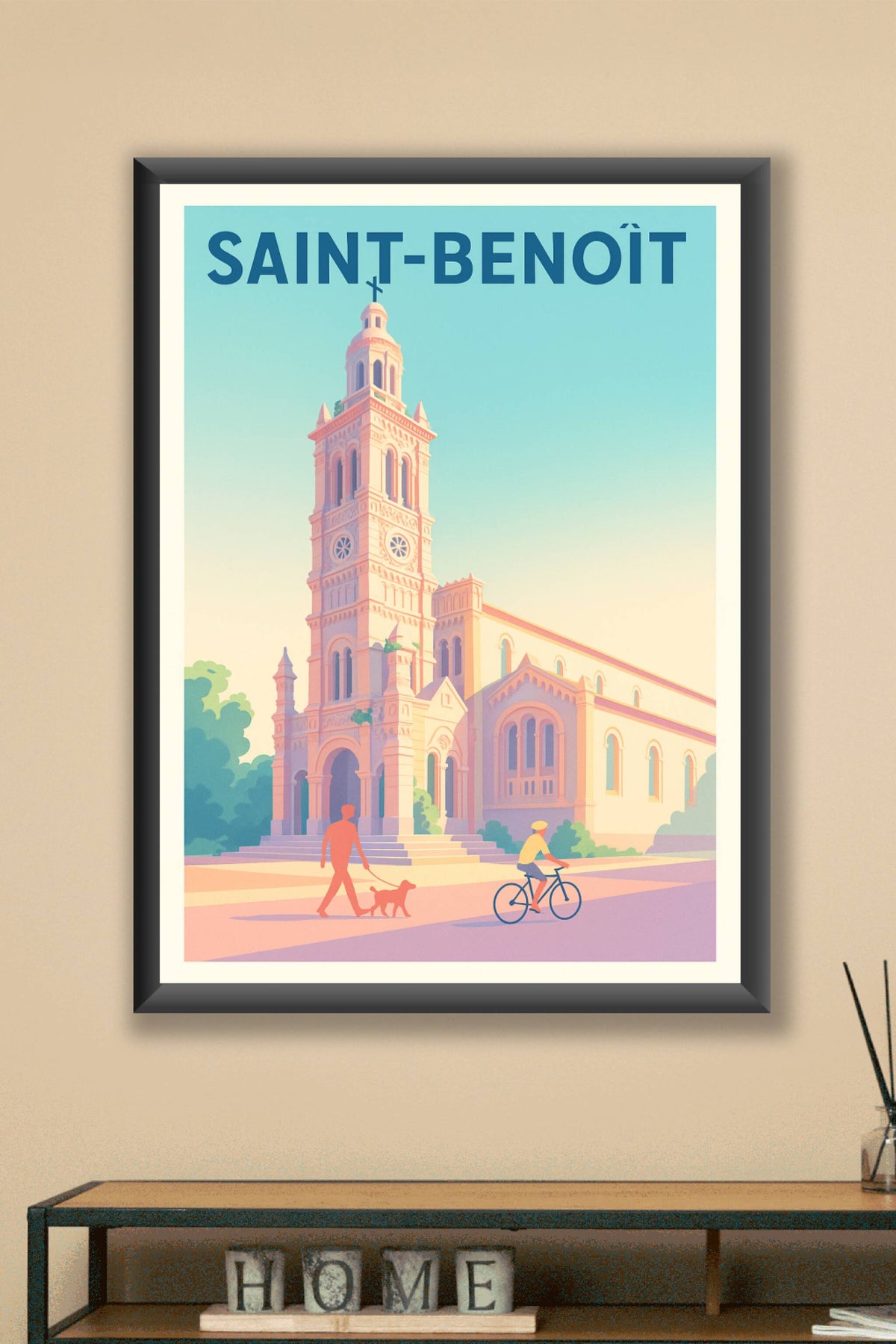 Affiche Saint-Benoît — Harmonie et sérénité au cœur de la ville · poster d'art de Saint-Benoît