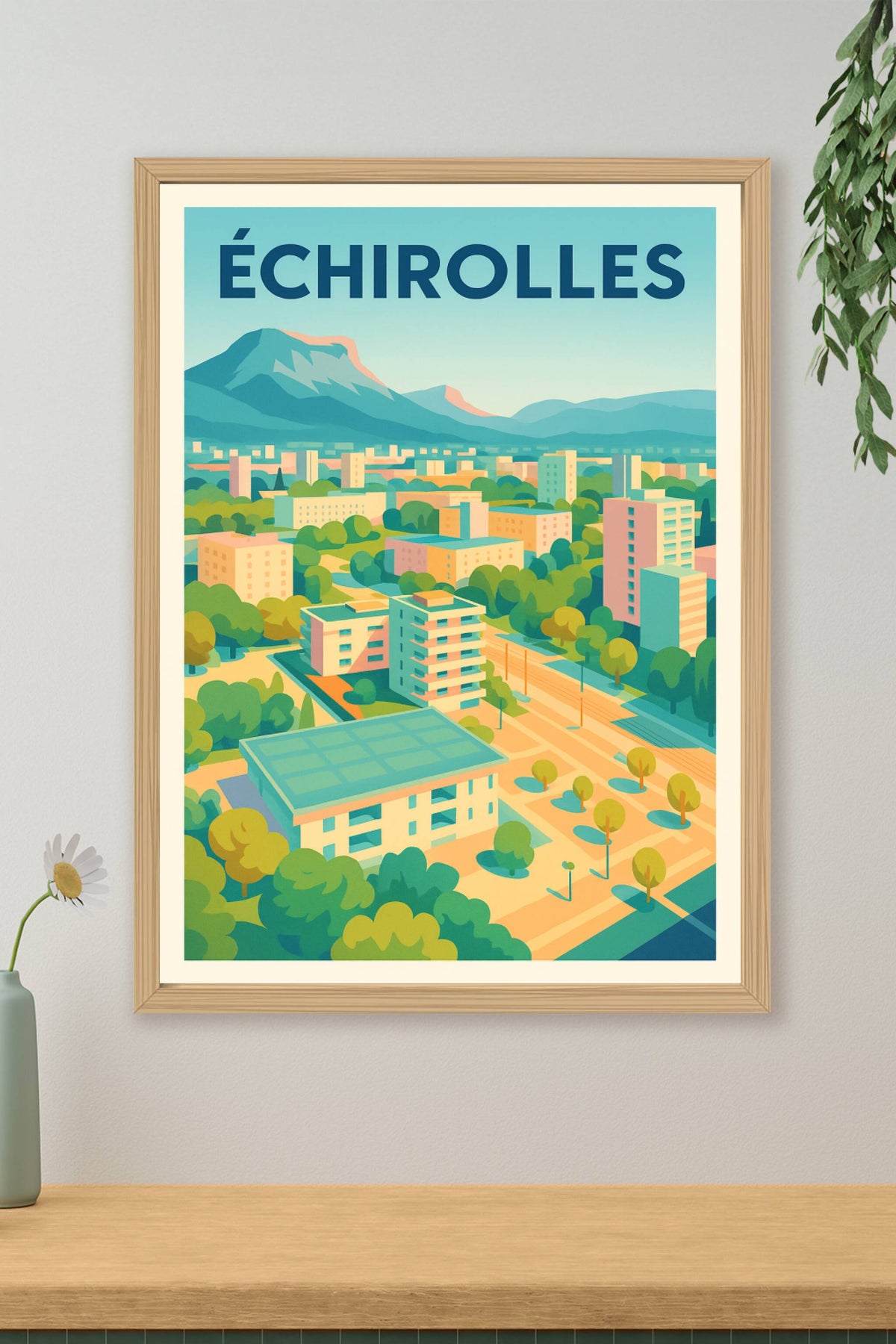 Affiche Échirolles — L'évasion urbaine au pied des montagnes · poster d'art de Échirolles