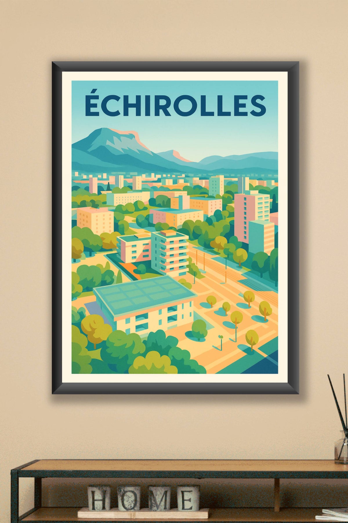 Affiche Échirolles — L'évasion urbaine au pied des montagnes · poster d'art de Échirolles