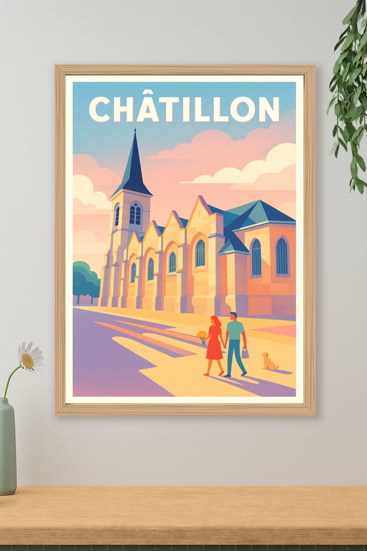 Affiche Châtillon — Charme et sérénité à l'heure dorée · poster d'art de Châtillon