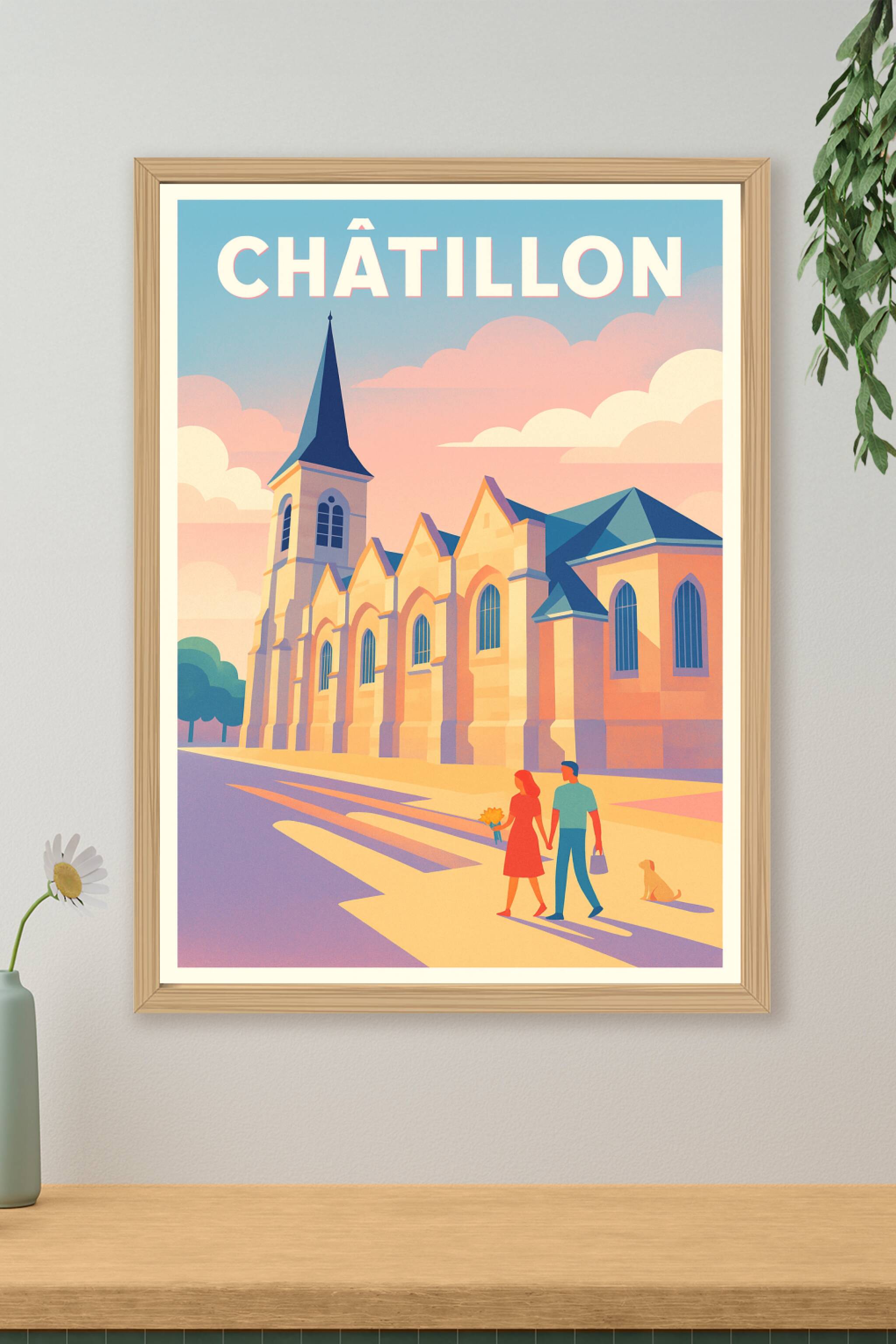 Affiche Châtillon — Charme et sérénité à l'heure dorée · poster d'art de Châtillon