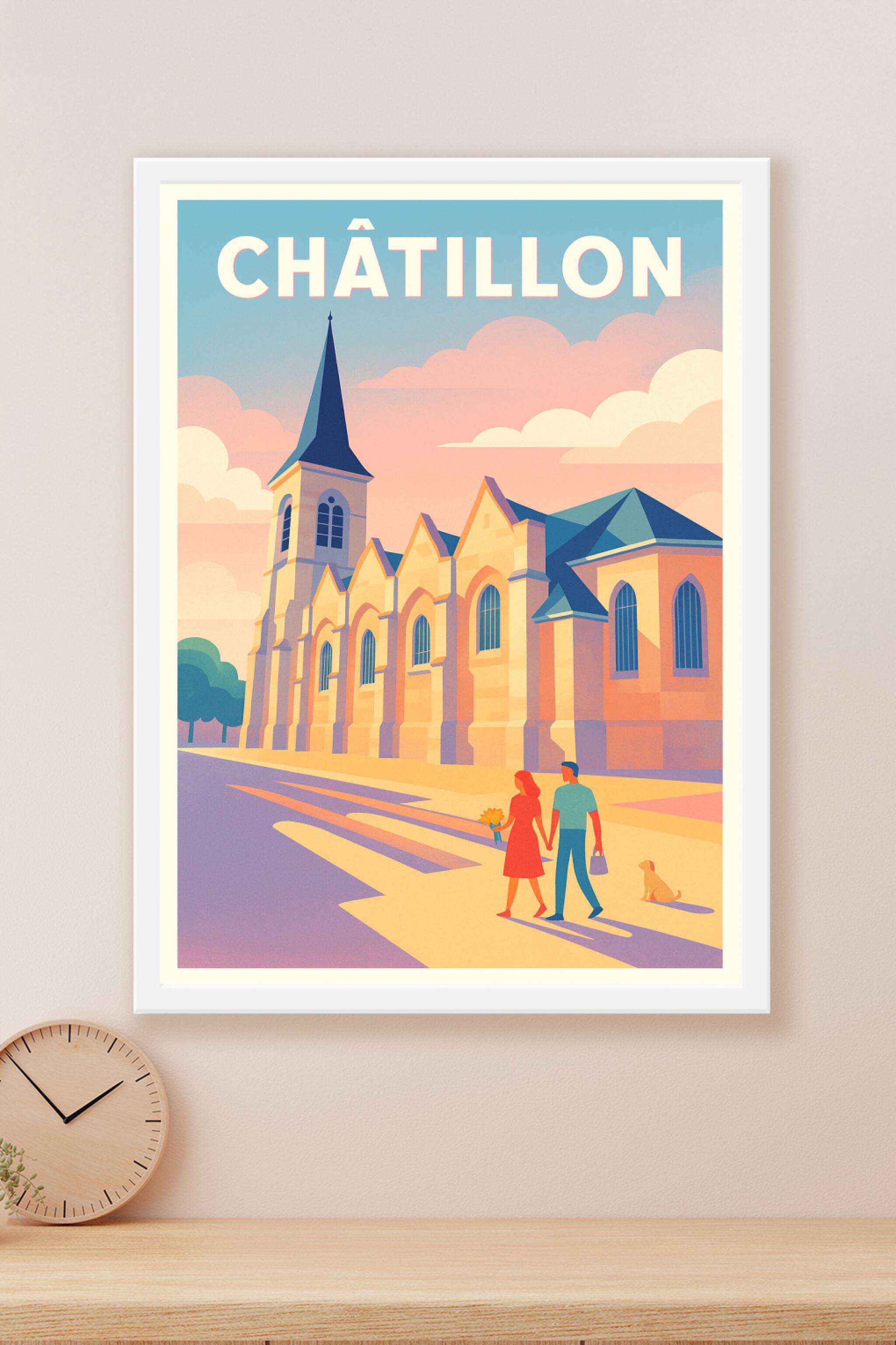 Affiche Châtillon — Charme et sérénité à l'heure dorée · poster d'art de Châtillon