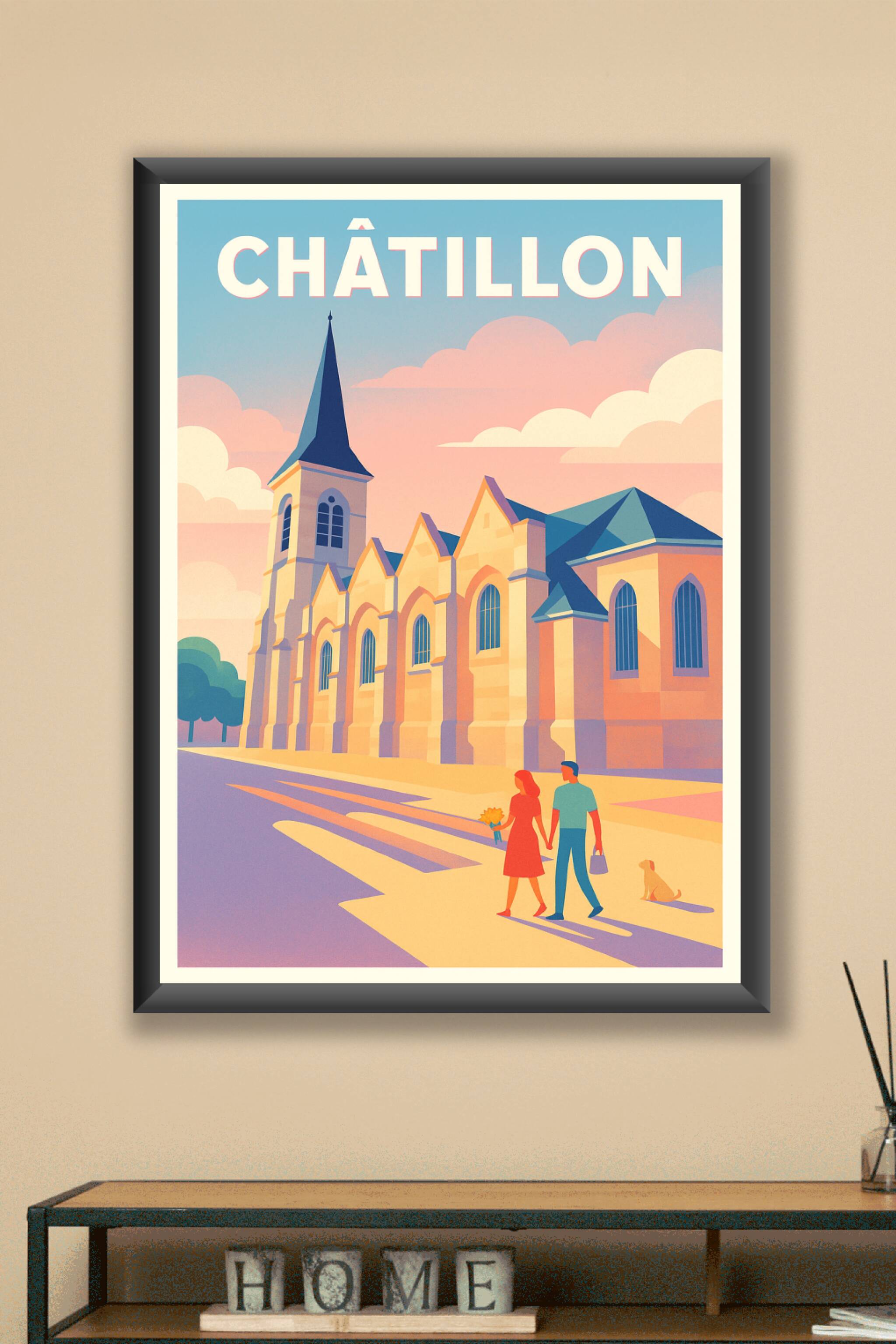 Affiche Châtillon — Charme et sérénité à l'heure dorée · poster d'art de Châtillon