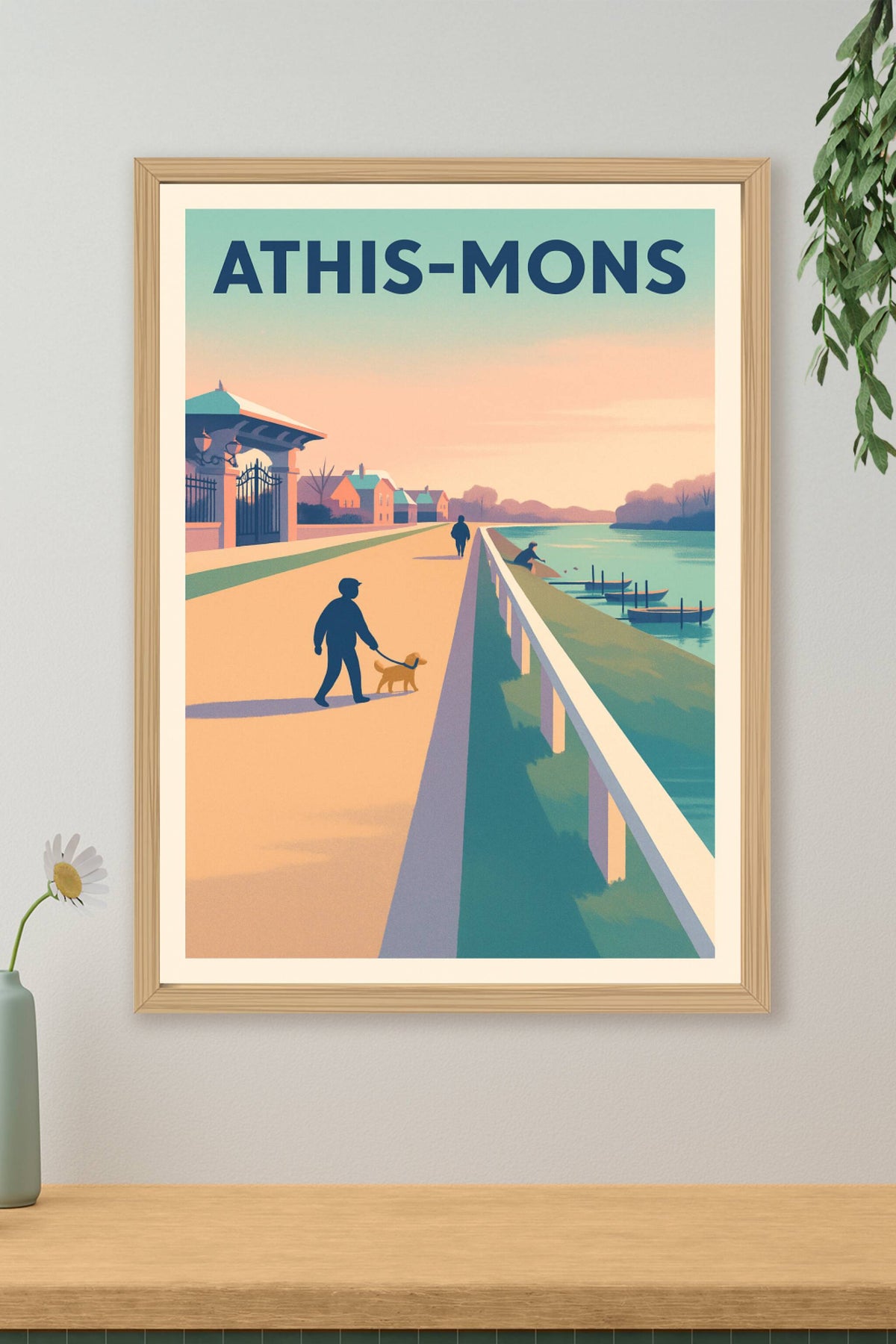 Affiche Athis-Mons — Promenade paisible au bord de l'eau · poster d'art de Athis-Mons