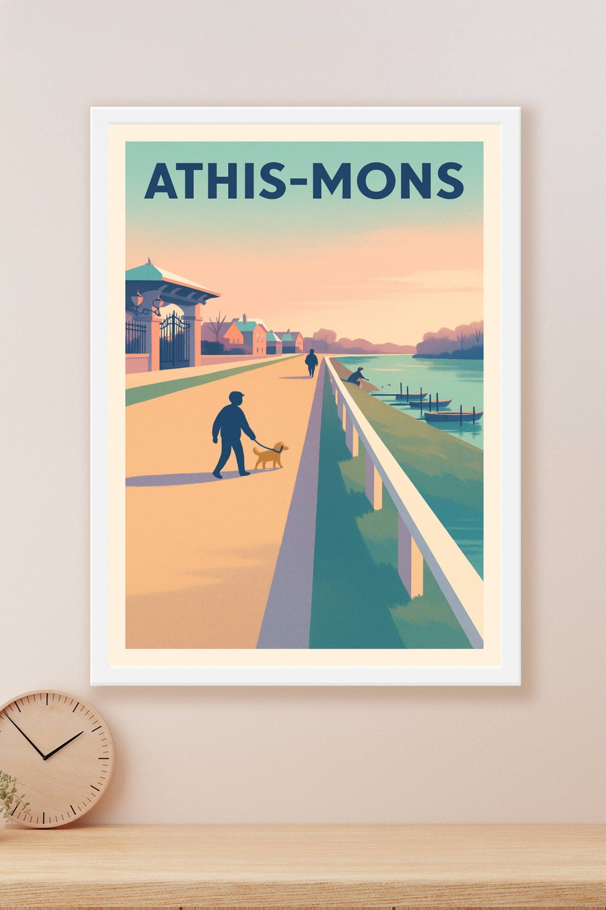 Affiche Athis-Mons — Promenade paisible au bord de l'eau · poster d'art de Athis-Mons