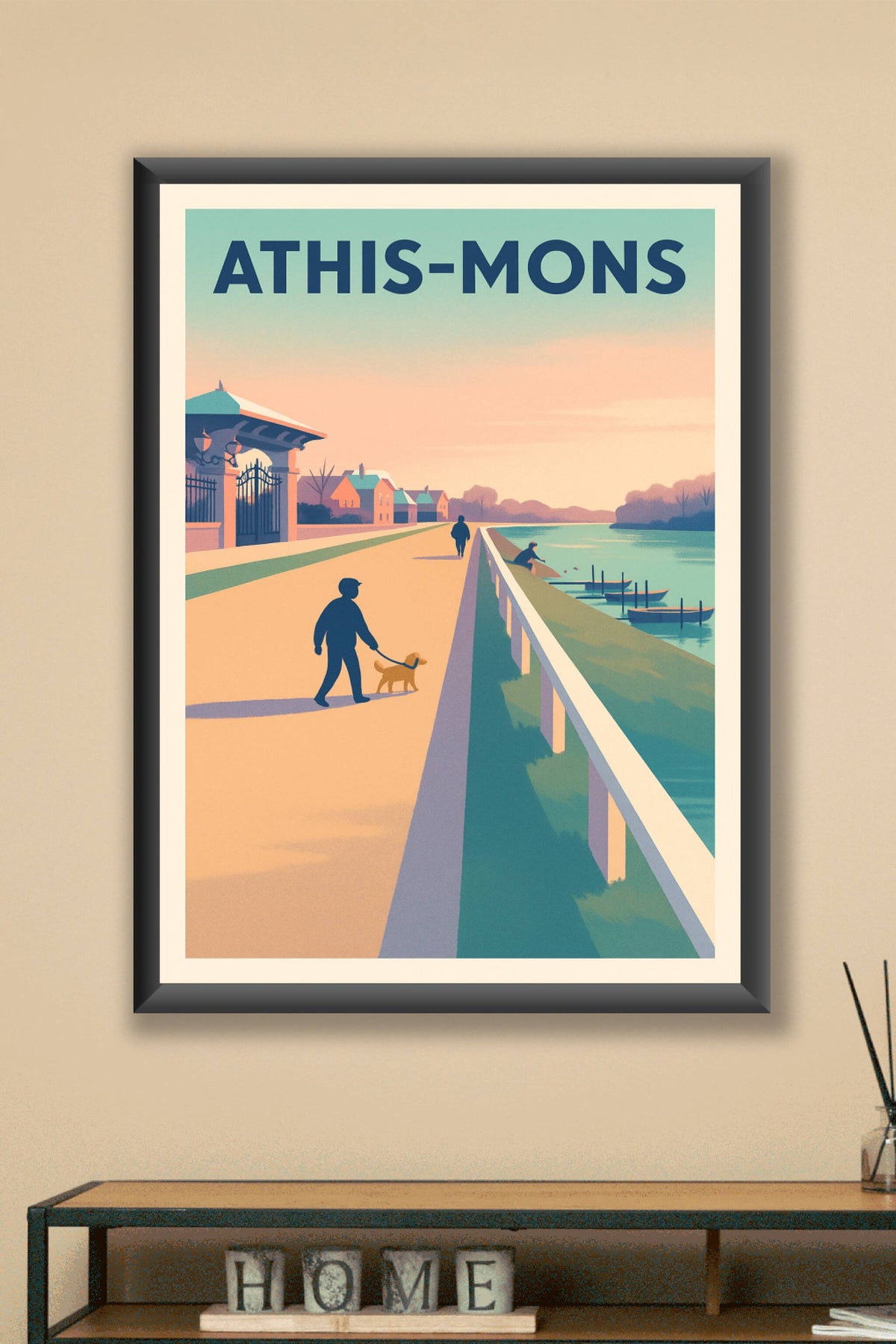 Affiche Athis-Mons — Promenade paisible au bord de l'eau · poster d'art de Athis-Mons