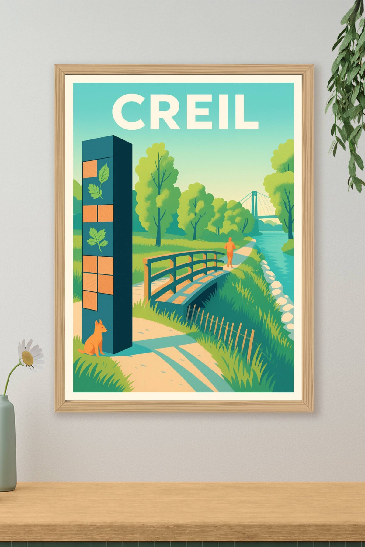 Affiche Creil — Harmonie Verte en Bord de Rivière · poster d'art de Creil