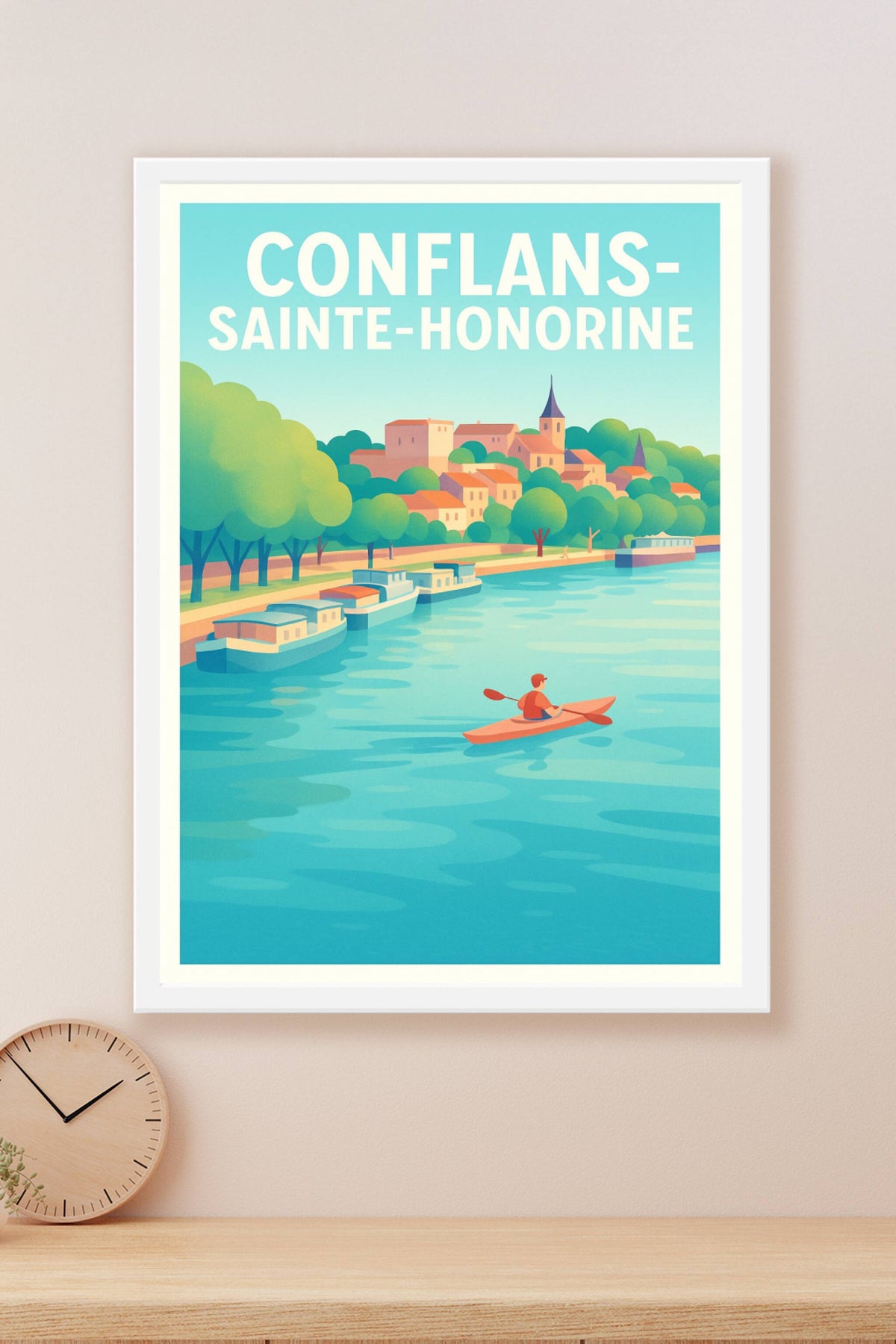 Affiche Conflans-Sainte-Honorine — Escapade paisible au fil de l'eau · poster d'art de Conflans-Sainte-Honorine
