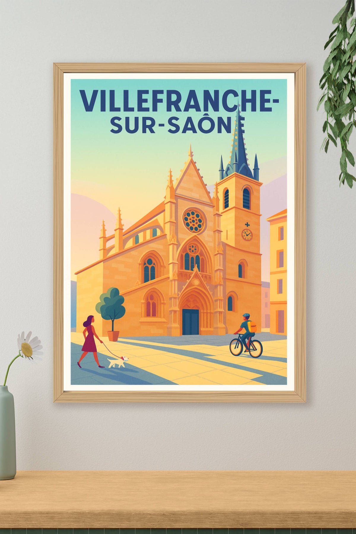 Affiche Villefranche-sur-Saône — Un voyage au cœur de l'architecture gothique · poster d'art de Villefranche-sur-Saône