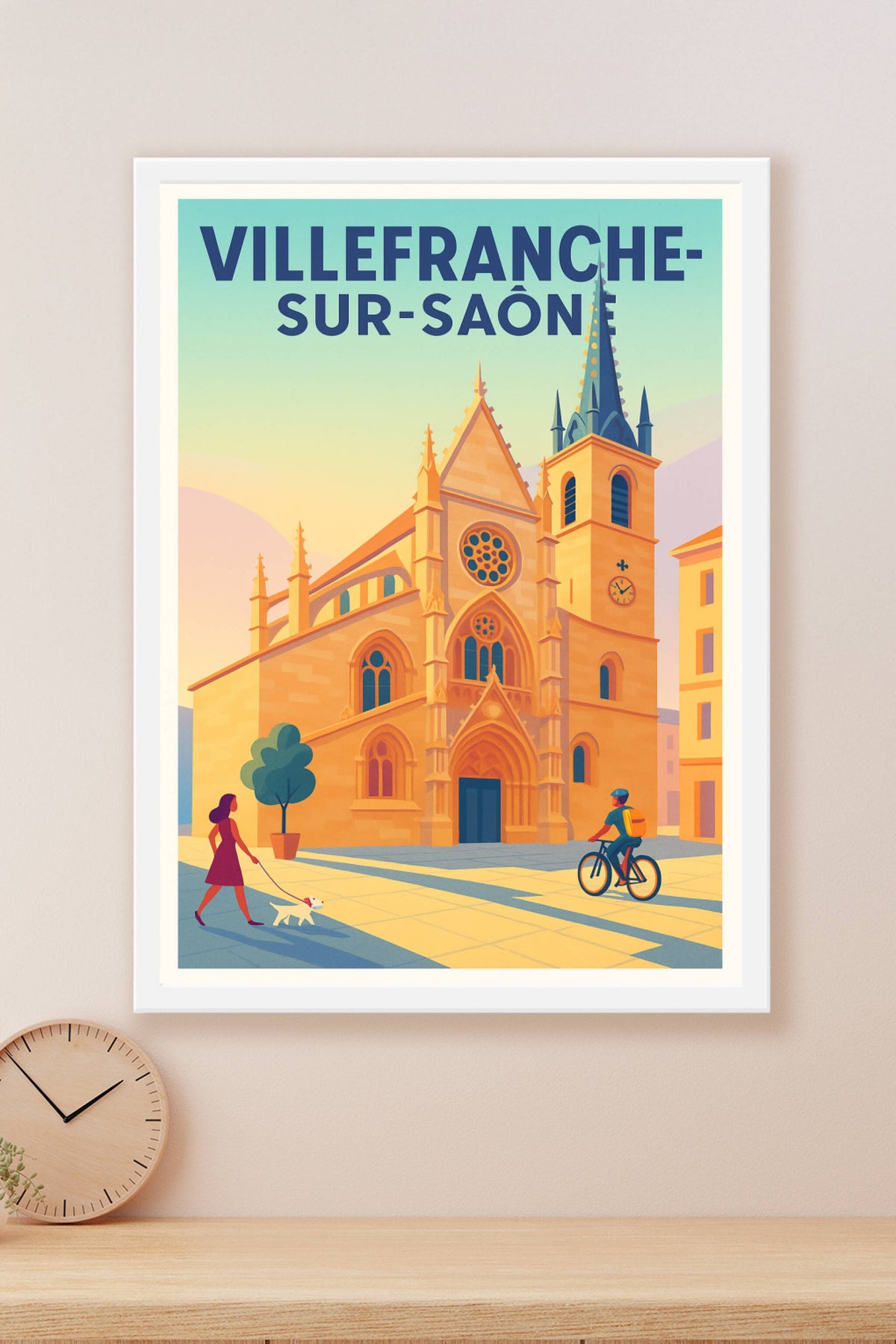 Affiche Villefranche-sur-Saône — Un voyage au cœur de l'architecture gothique · poster d'art de Villefranche-sur-Saône