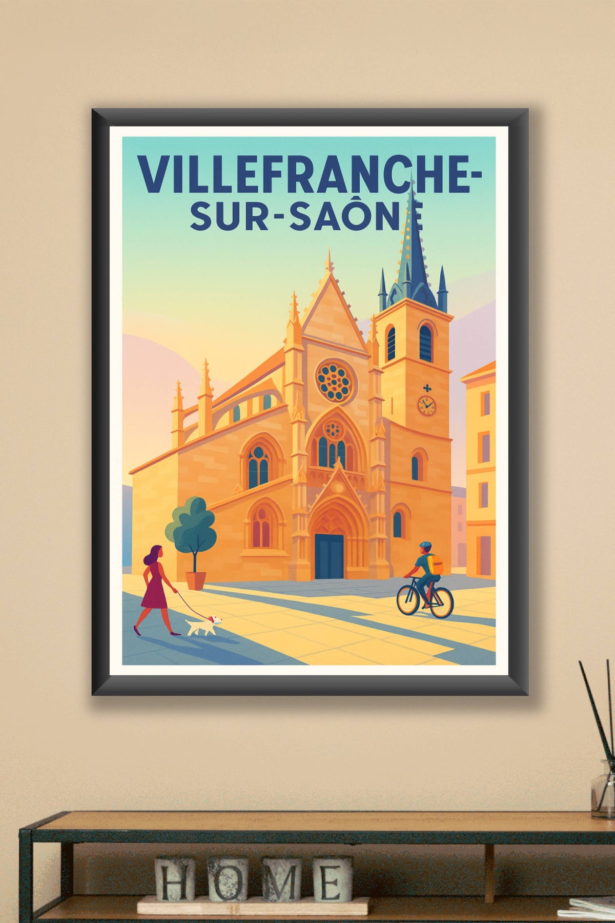 Affiche Villefranche-sur-Saône — Un voyage au cœur de l'architecture gothique · poster d'art de Villefranche-sur-Saône