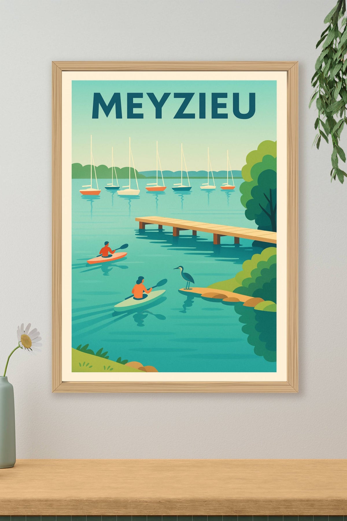 Affiche Meyzieu — Évasion nautique au fil de l'eau · poster d'art de Meyzieu