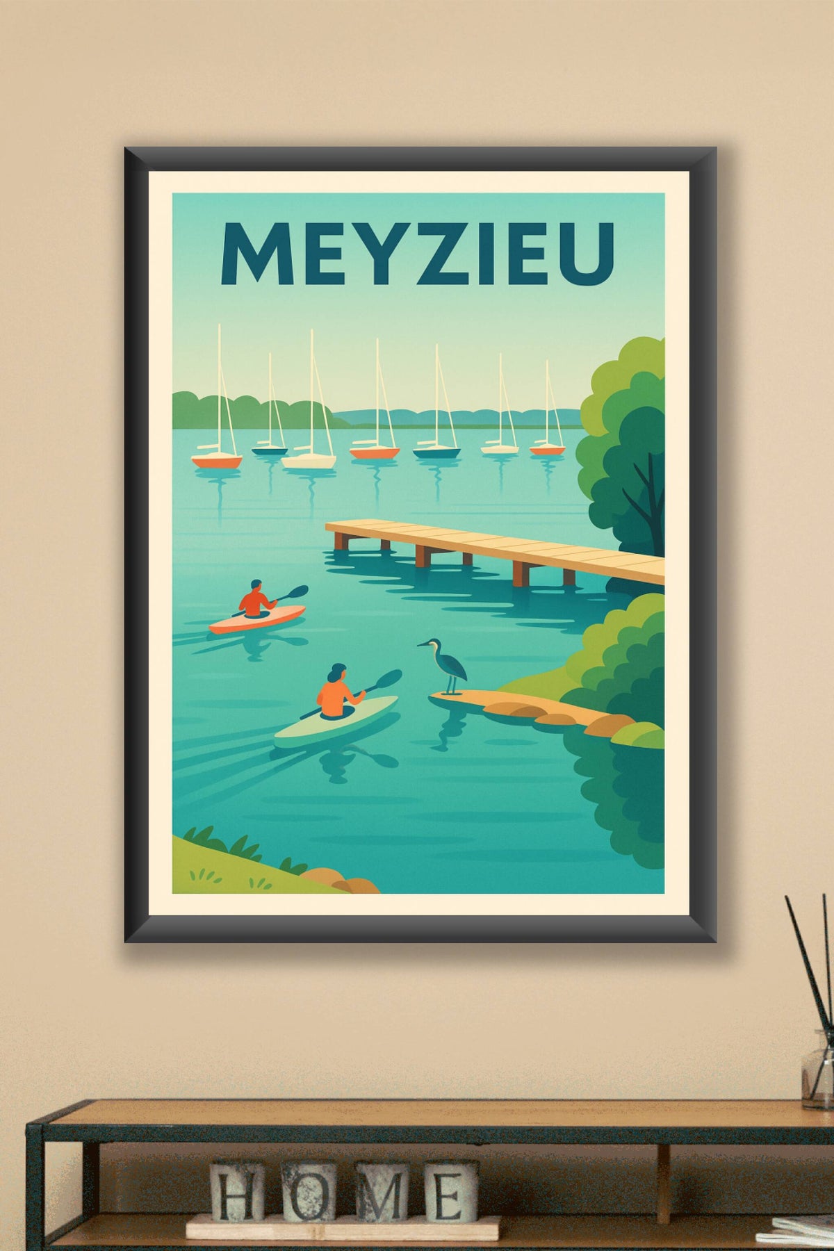 Affiche Meyzieu — Évasion nautique au fil de l'eau · poster d'art de Meyzieu