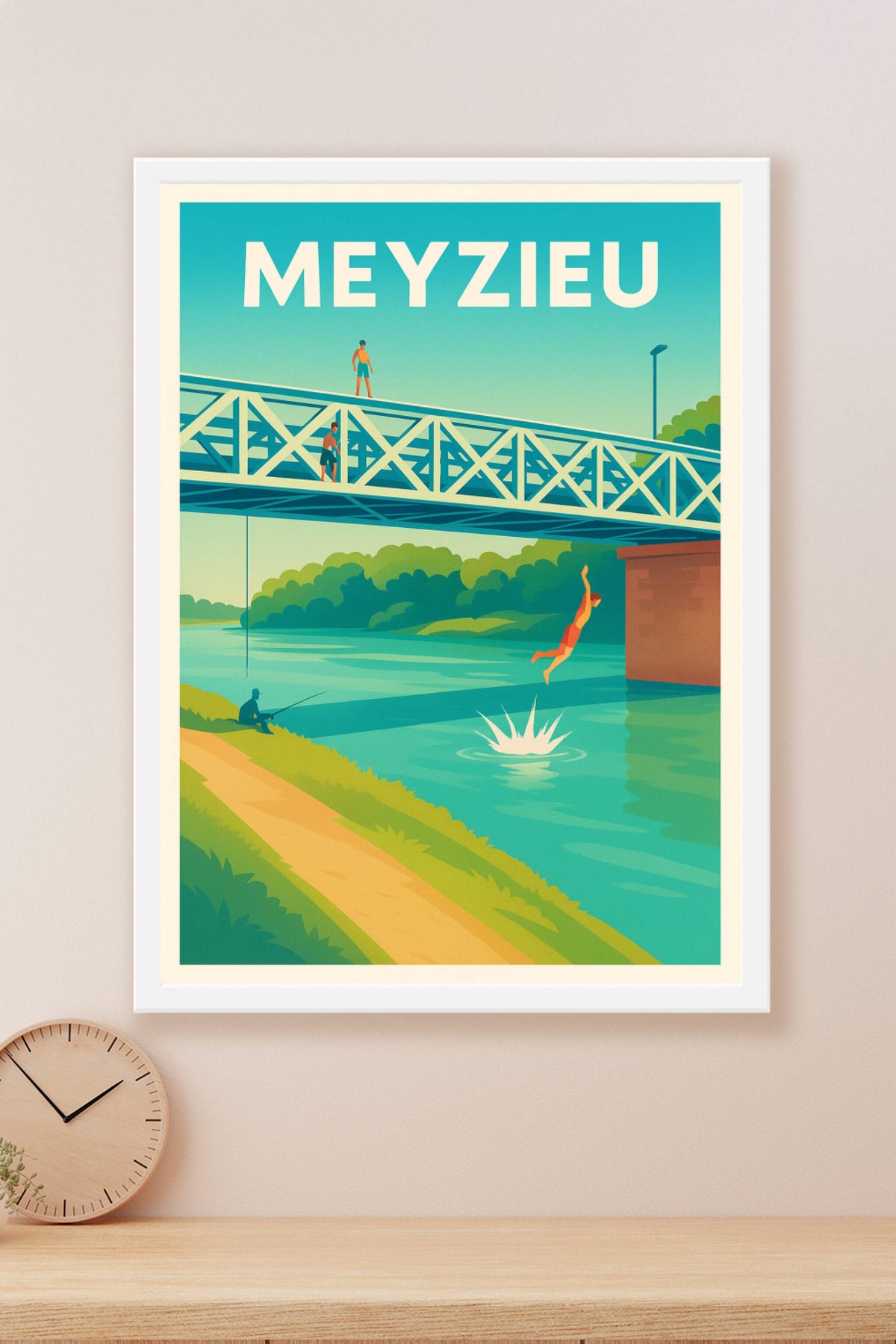 Affiche Meyzieu — Plongée rafraîchissante au fil de l'eau · poster d'art de Meyzieu