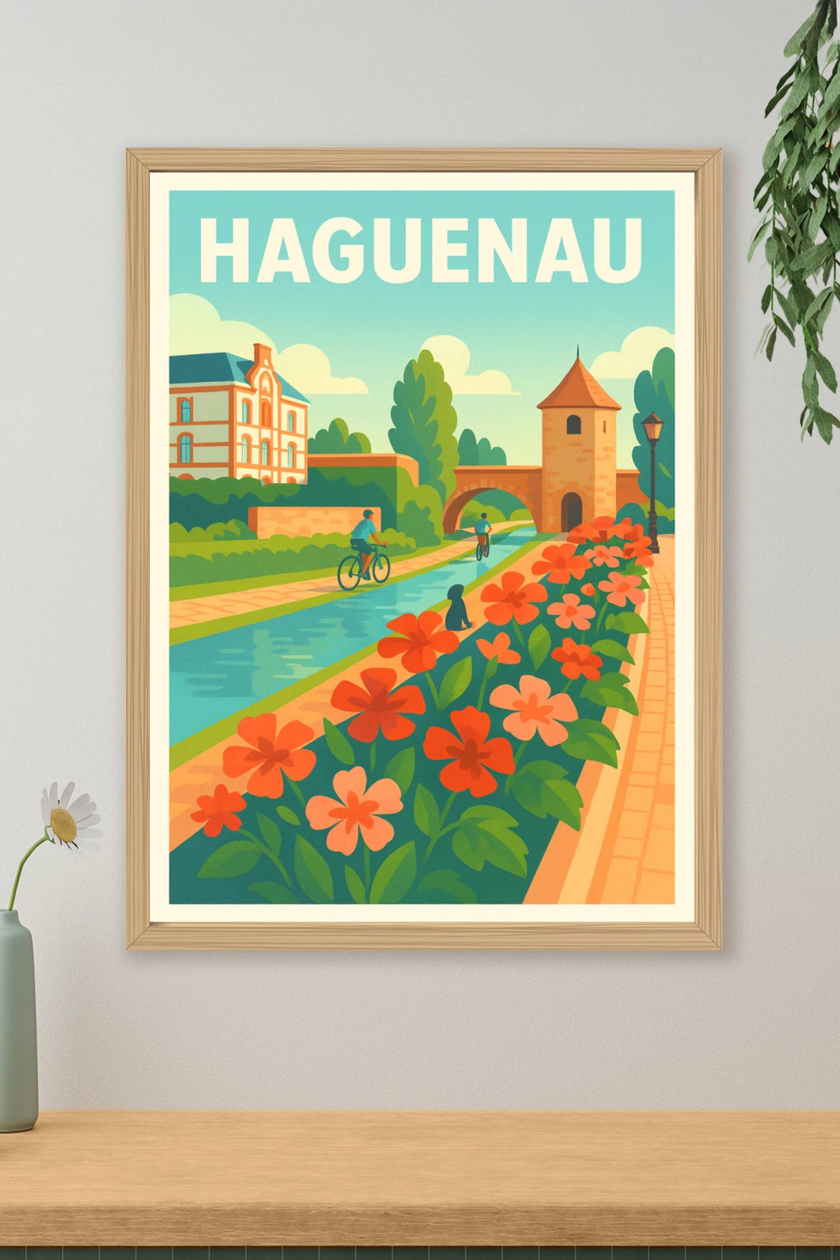 Affiche Haguenau — Charme fleuri au fil de l'eau · poster d'art de Haguenau