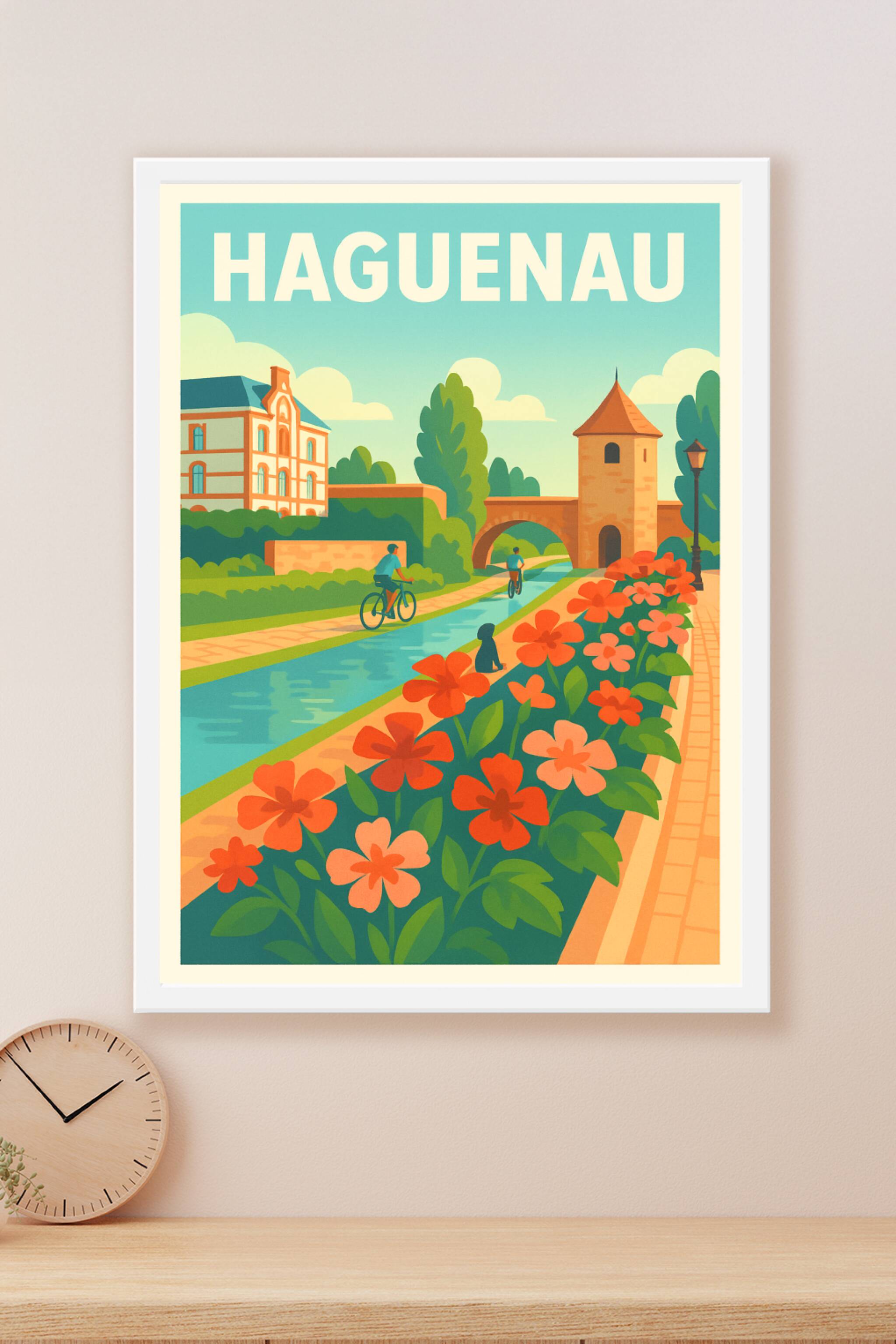 Affiche Haguenau — Charme fleuri au fil de l'eau · poster d'art de Haguenau