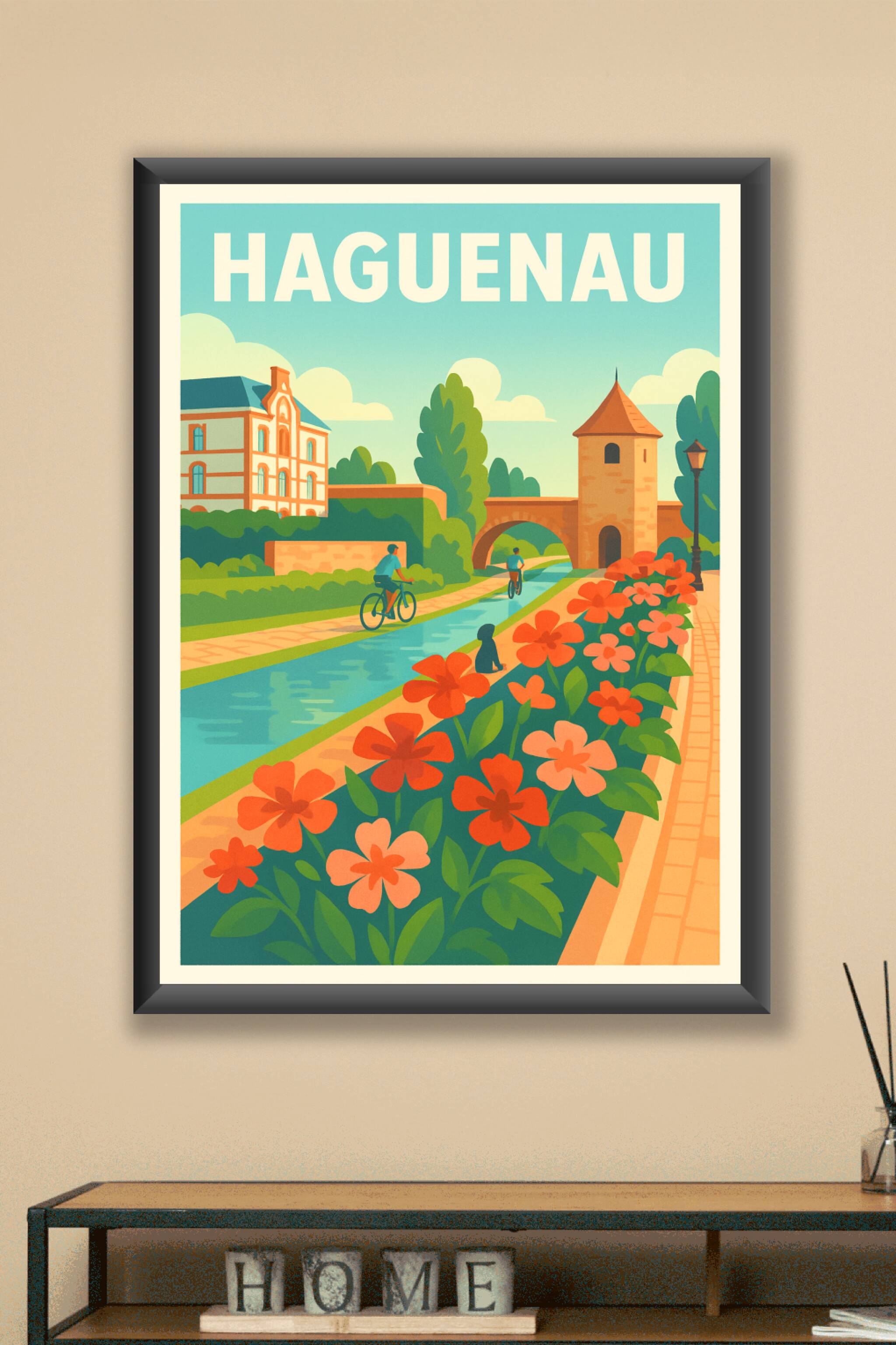 Affiche Haguenau — Charme fleuri au fil de l'eau · poster d'art de Haguenau
