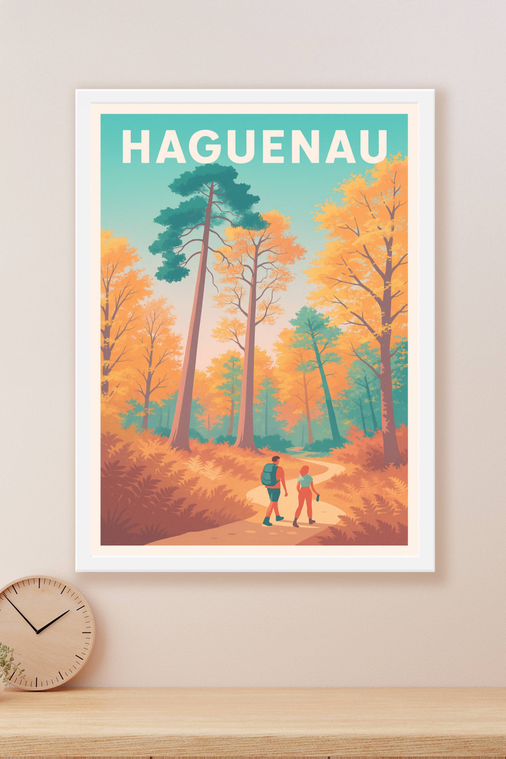 Affiche Haguenau — Évasion au cœur des forêts colorées · poster d'art de Haguenau