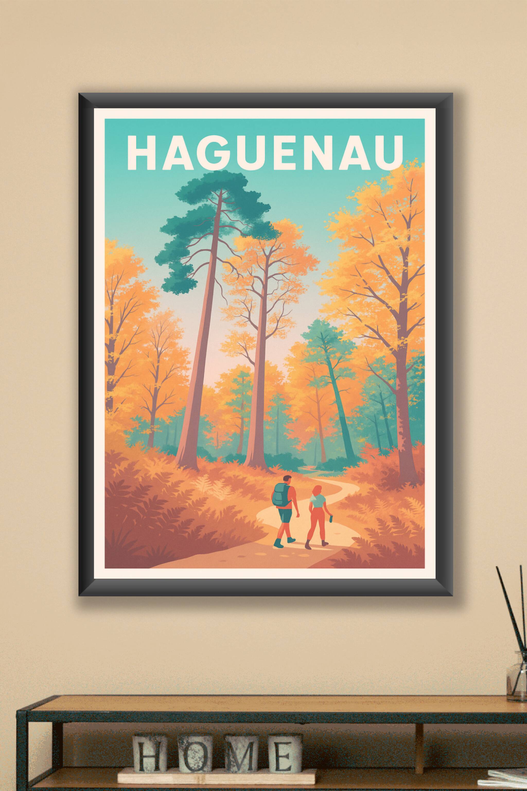 Affiche Haguenau — Évasion au cœur des forêts colorées · poster d'art de Haguenau