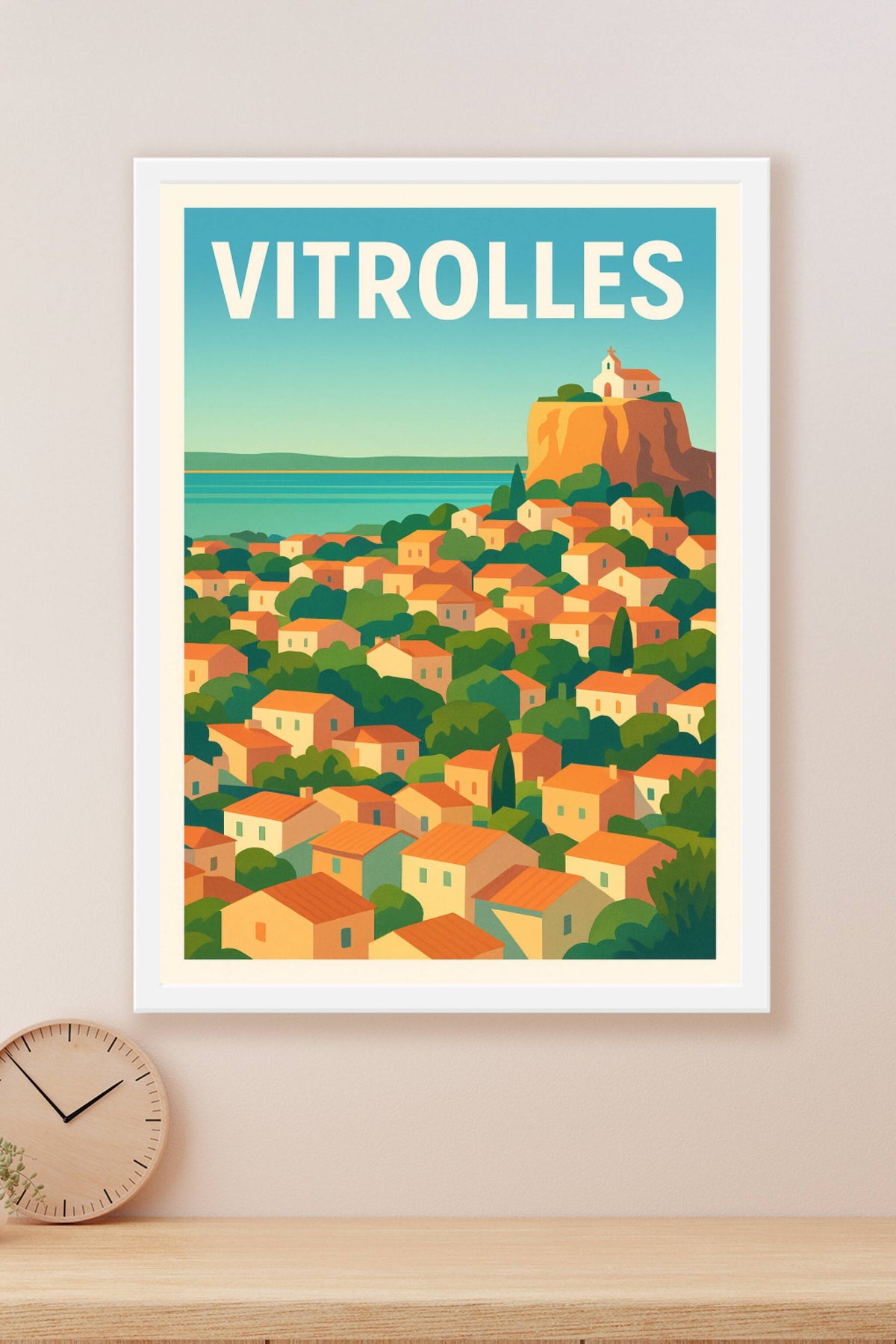 Affiche Vitrolles — Vue ensoleillée sur la cité provençale · poster d'art de Vitrolles