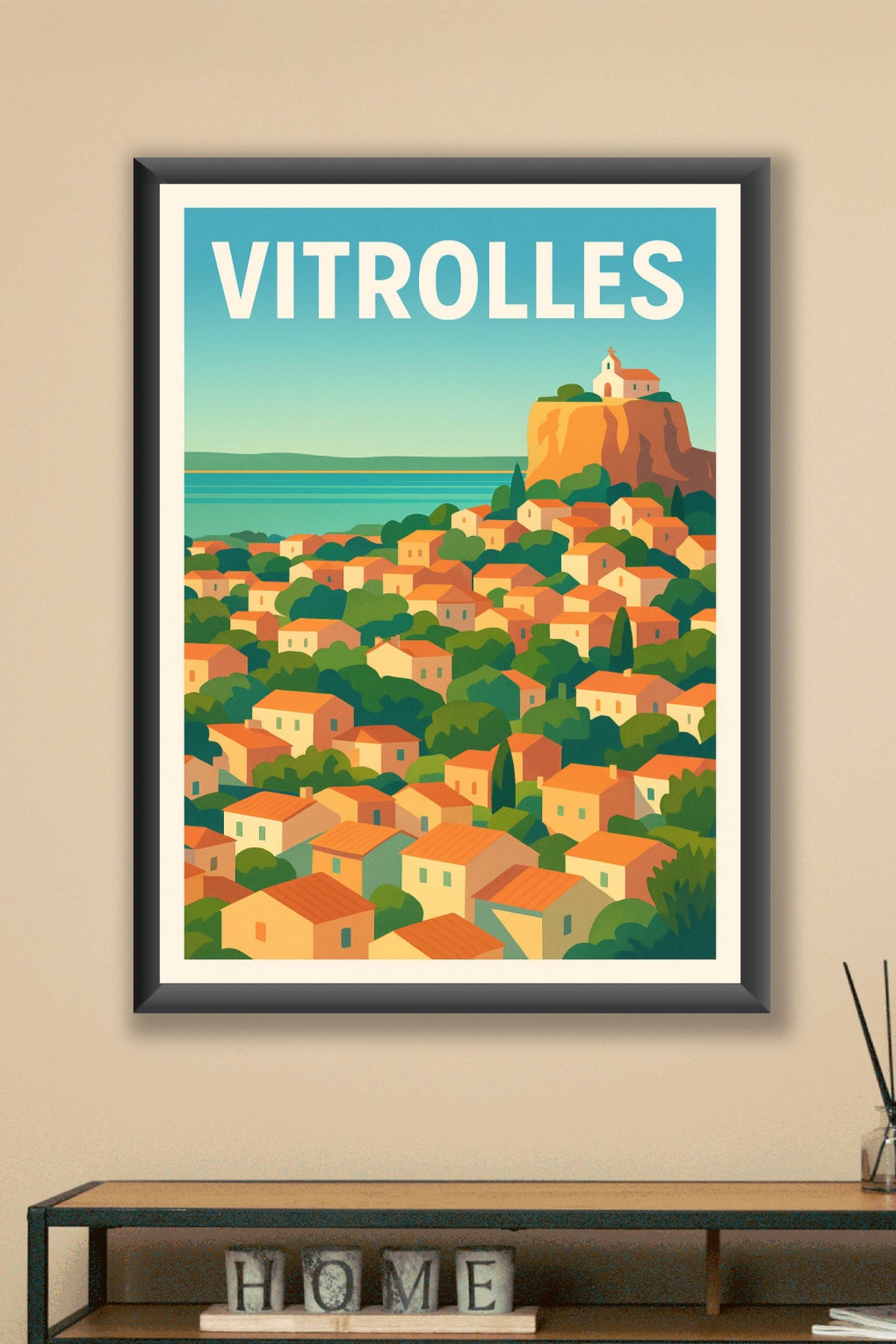 Affiche Vitrolles — Vue ensoleillée sur la cité provençale · poster d'art de Vitrolles