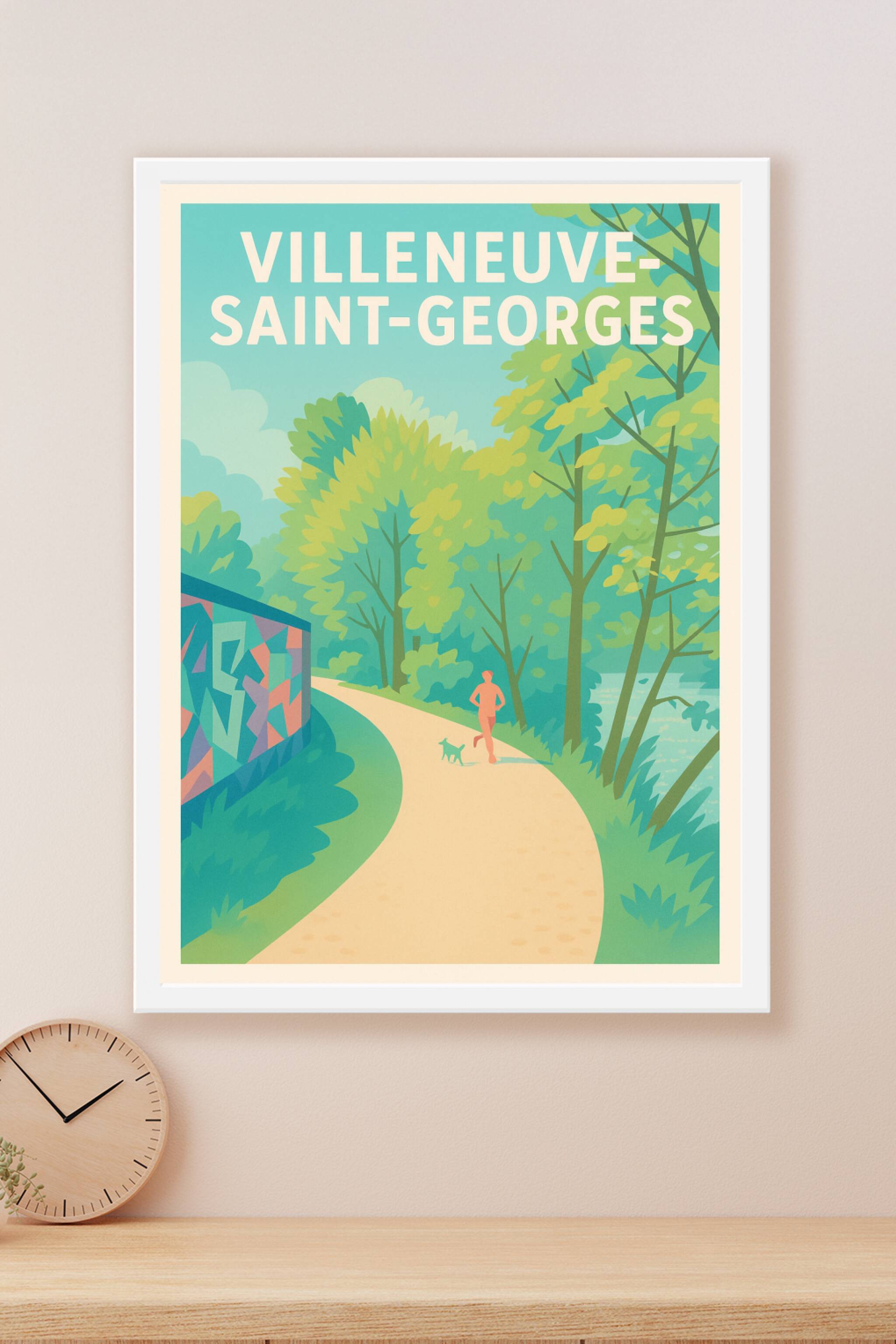 Affiche Villeneuve-Saint-Georges — Promenade et nature apaisante · poster d'art de Villeneuve-Saint-Georges