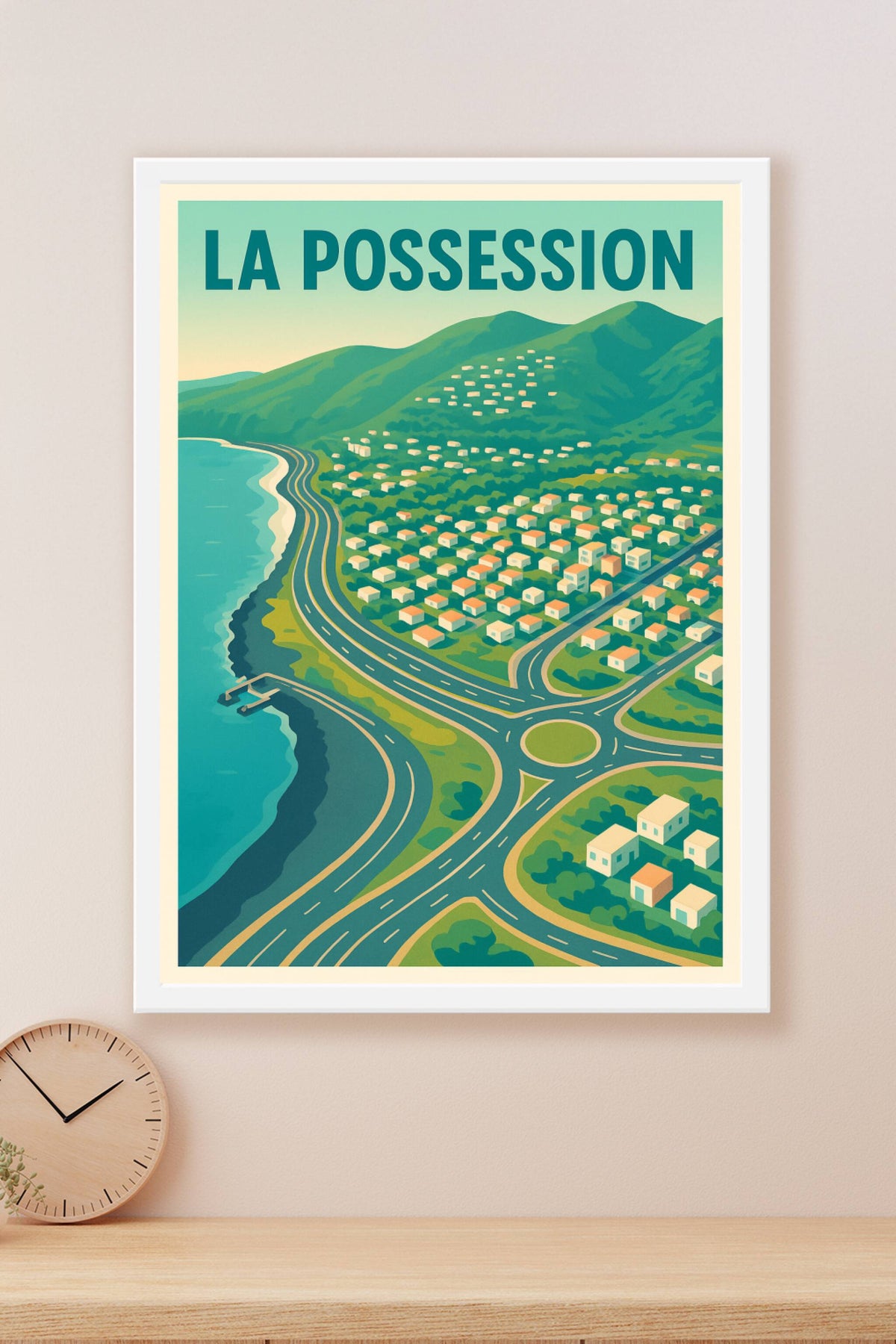 Affiche La Possession — Panorama d'une ville côtière dynamique · poster d'art de La Possession