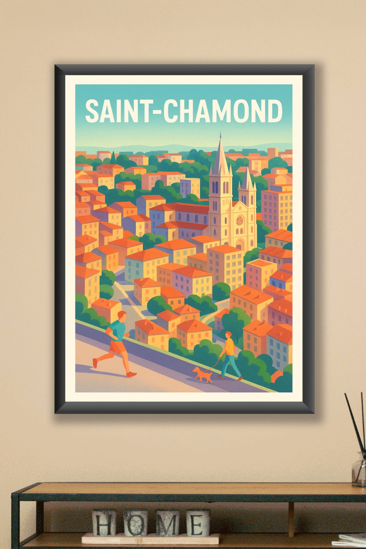 Affiche Saint-Chamond — L'ambiance paisible et colorée · poster d'art de Saint-Chamond