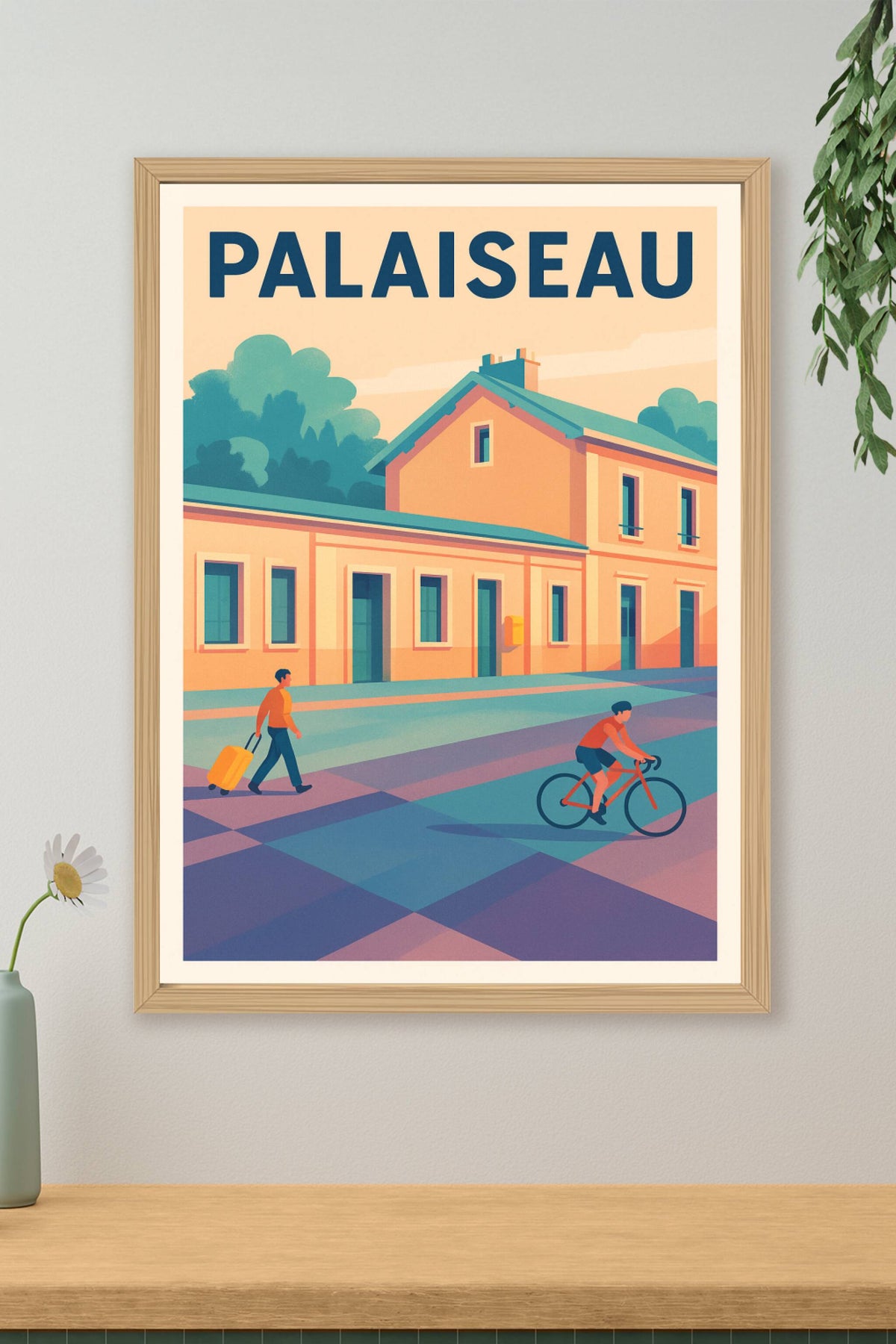 Affiche Palaiseau — Une scène paisible au cœur de la ville · poster d'art de Palaiseau