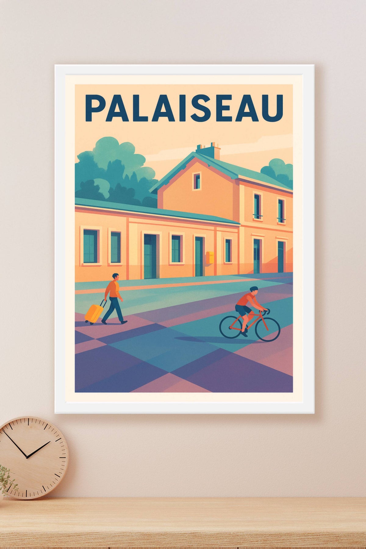 Affiche Palaiseau — Une scène paisible au cœur de la ville · poster d'art de Palaiseau