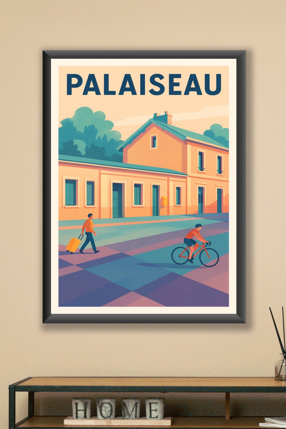 Affiche Palaiseau — Une scène paisible au cœur de la ville · poster d'art de Palaiseau