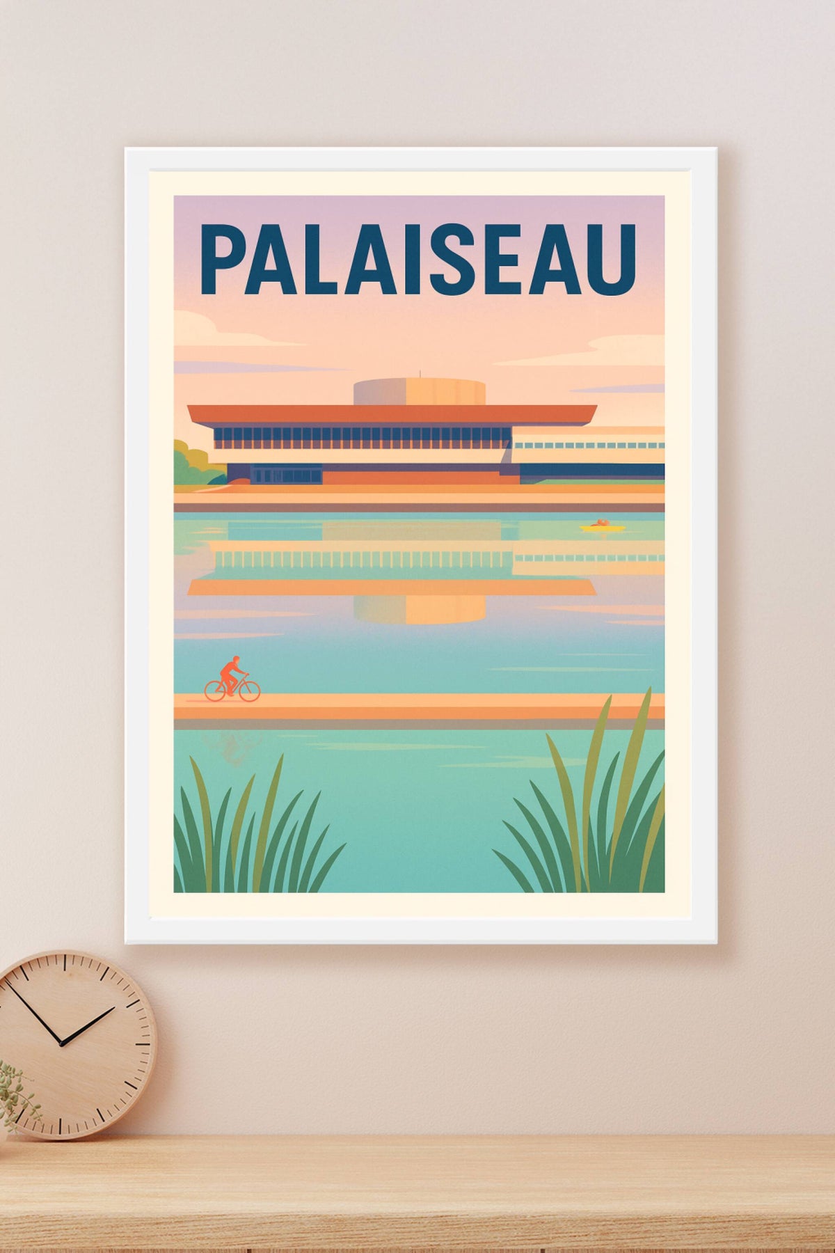 Affiche Palaiseau — Élégance architecturale et sérénité au bord de l'eau · poster d'art de Palaiseau
