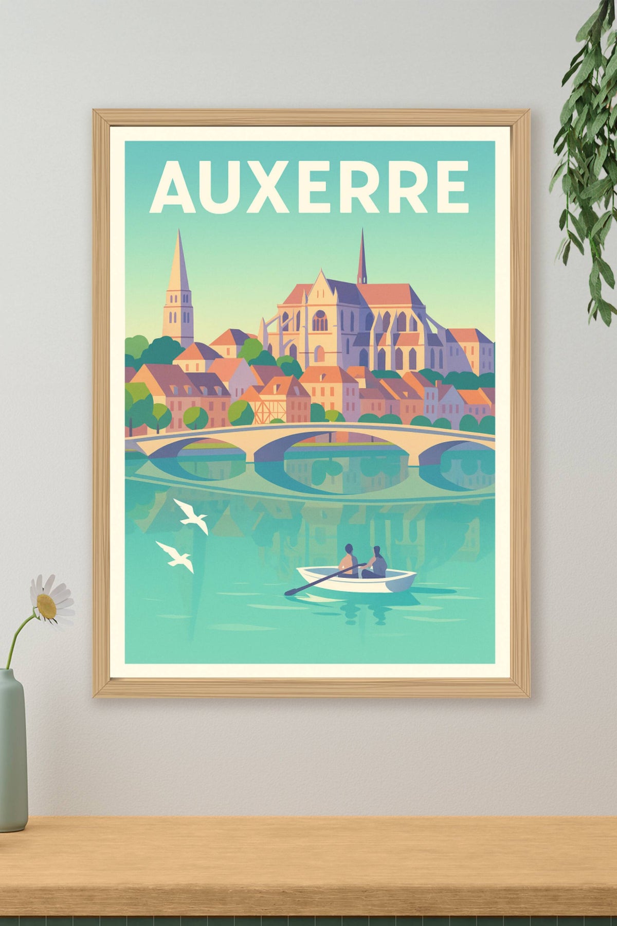 Affiche Auxerre — Charme historique au fil de l'eau · poster d'art de Auxerre