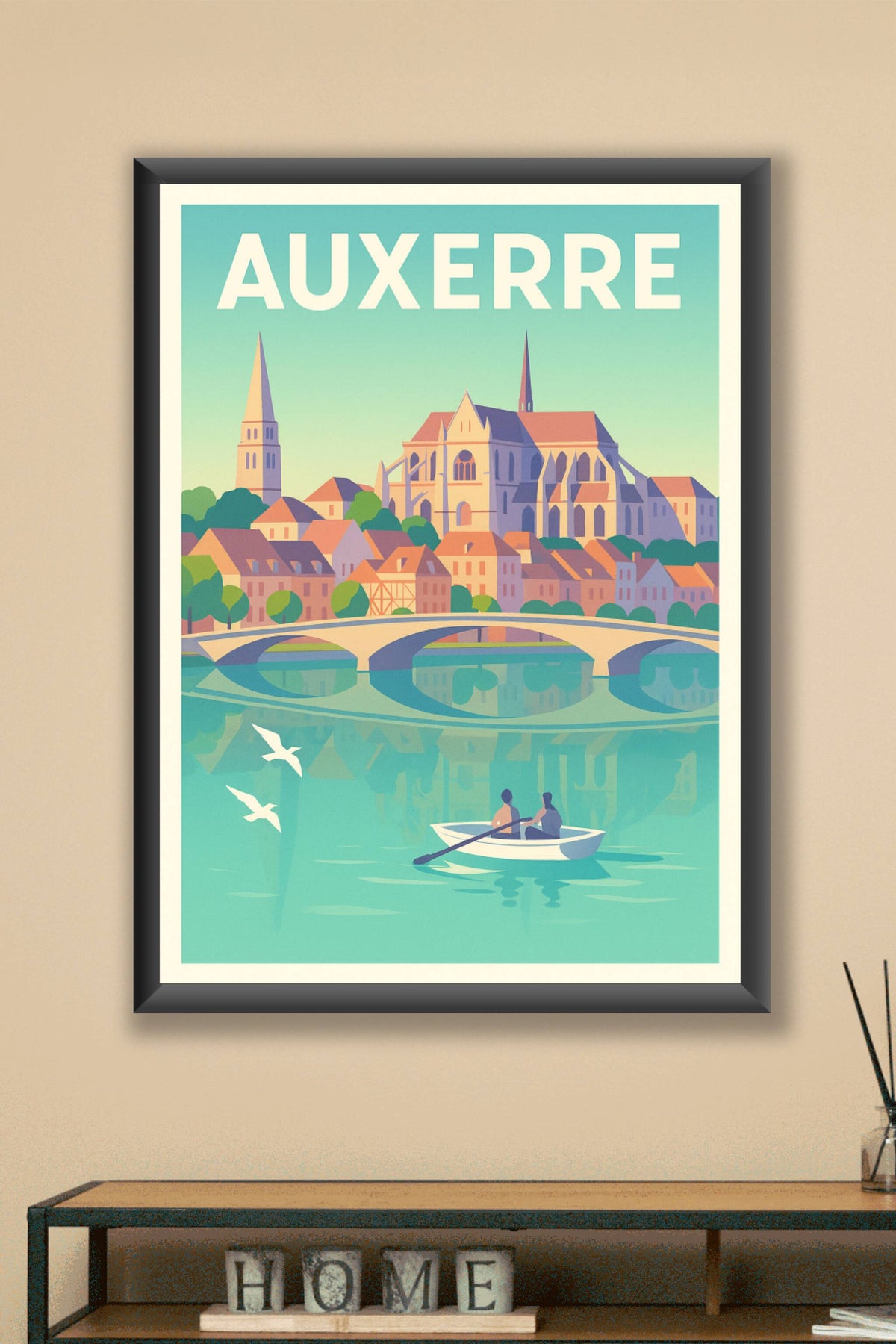 Affiche Auxerre — Charme historique au fil de l'eau · poster d'art de Auxerre