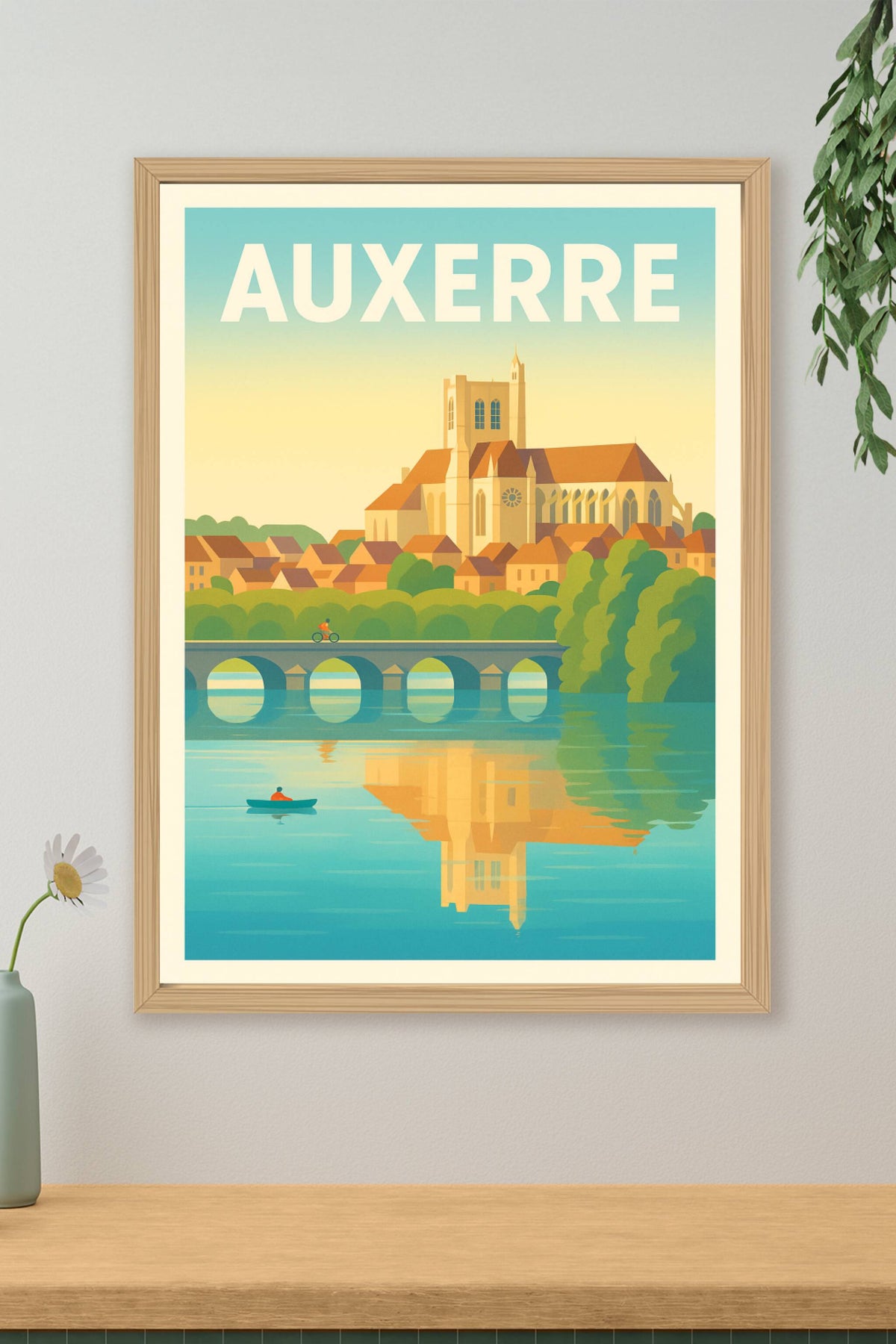 Affiche Auxerre — Tranquillité au fil de l'Yonne · poster d'art de Auxerre