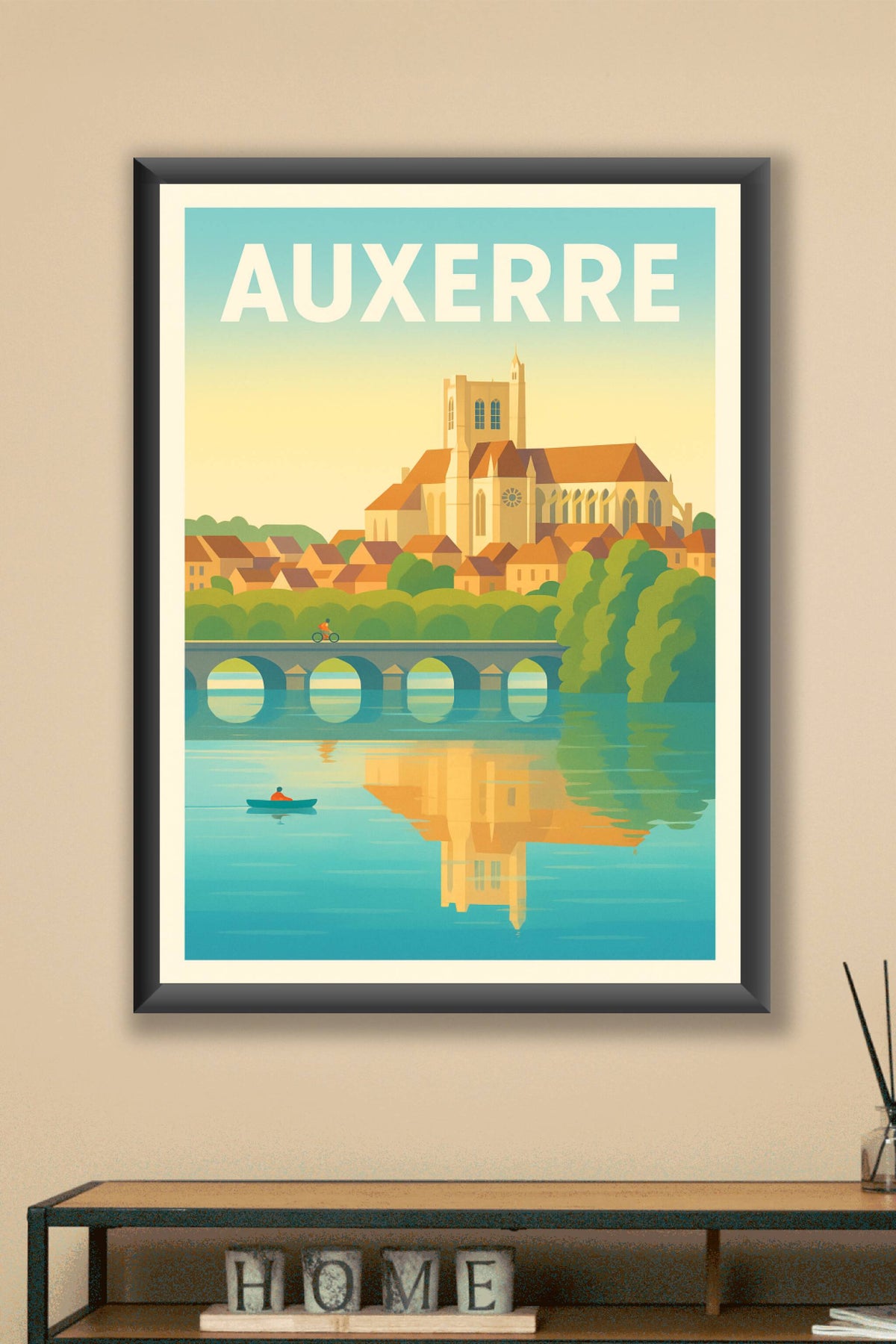 Affiche Auxerre — Tranquillité au fil de l'Yonne · poster d'art de Auxerre