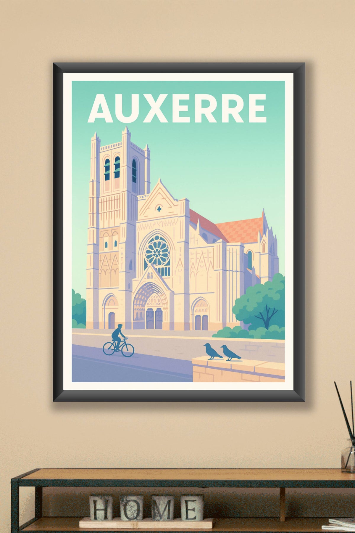 Affiche Auxerre — L'élégance gothique au cœur de la ville · poster d'art de Auxerre