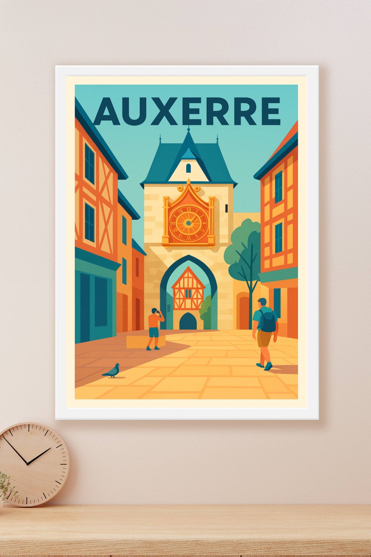 Affiche Auxerre — Charme historique et horloge emblématique · poster d'art de Auxerre