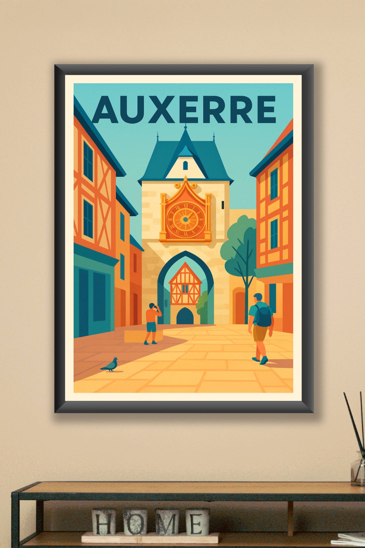 Affiche Auxerre — Charme historique et horloge emblématique · poster d'art de Auxerre