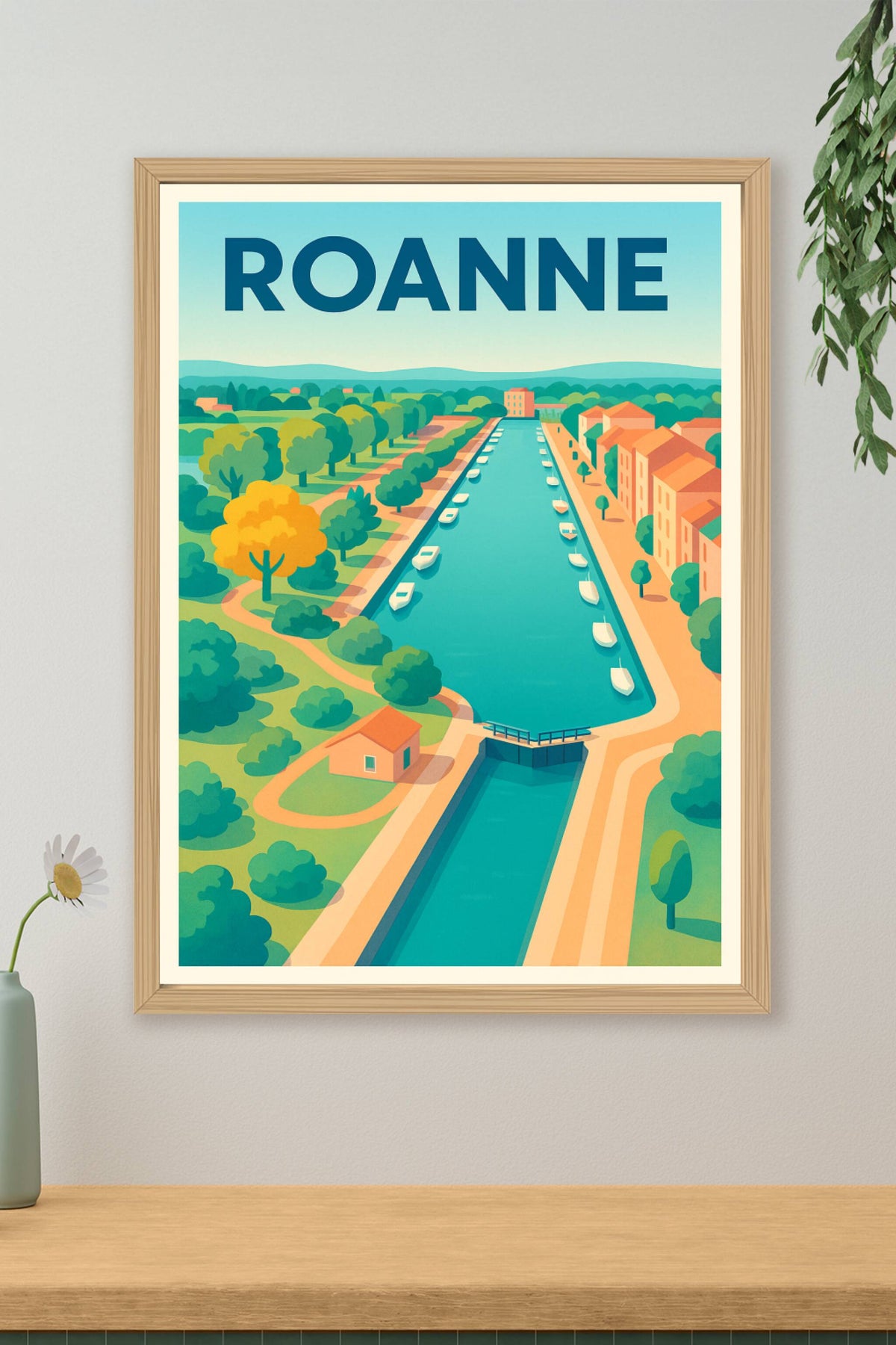 Affiche Roanne — Charme et Sérénité au Bord de l'Eau · poster d'art de Roanne