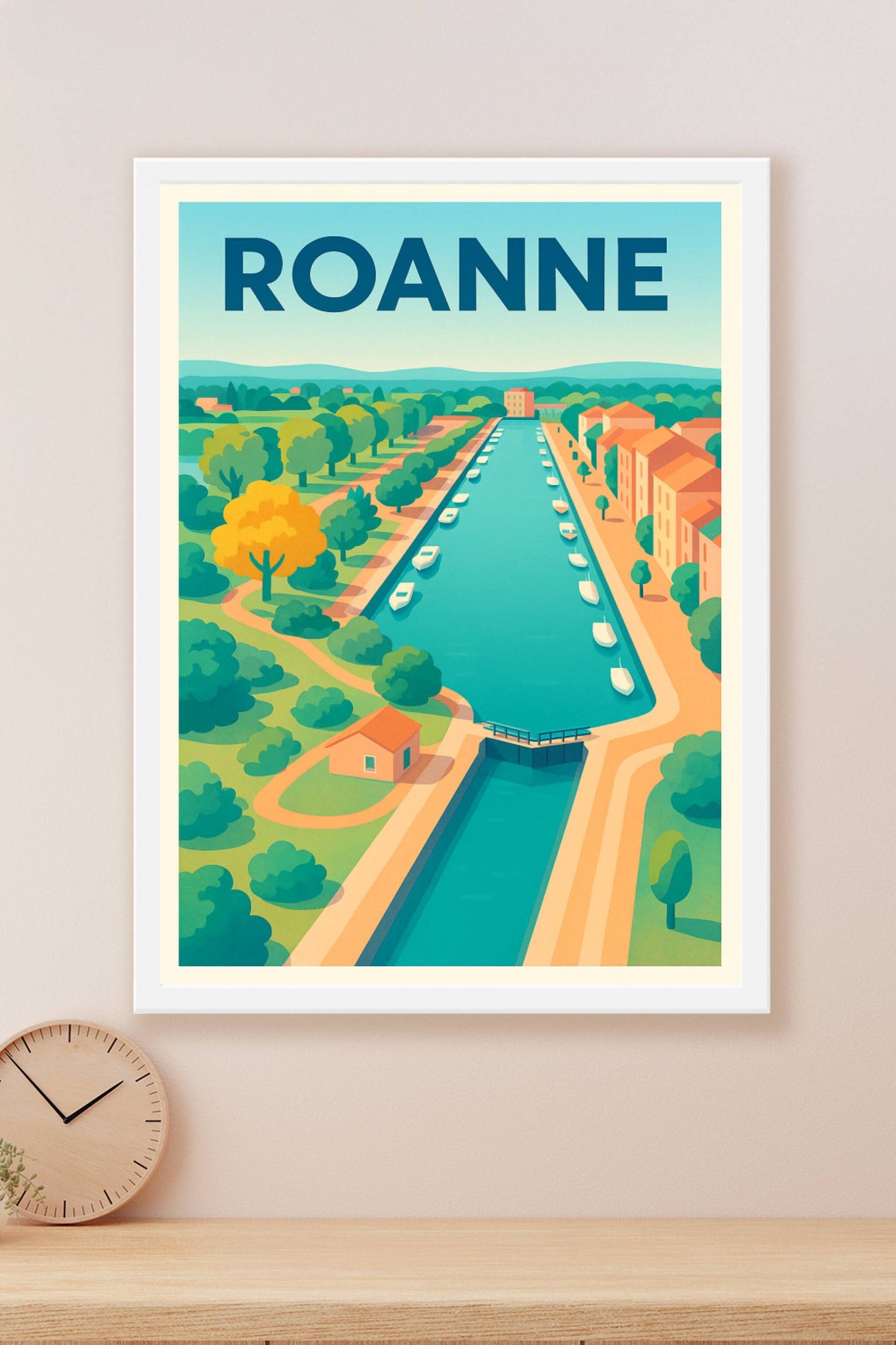 Affiche Roanne — Charme et Sérénité au Bord de l'Eau · poster d'art de Roanne