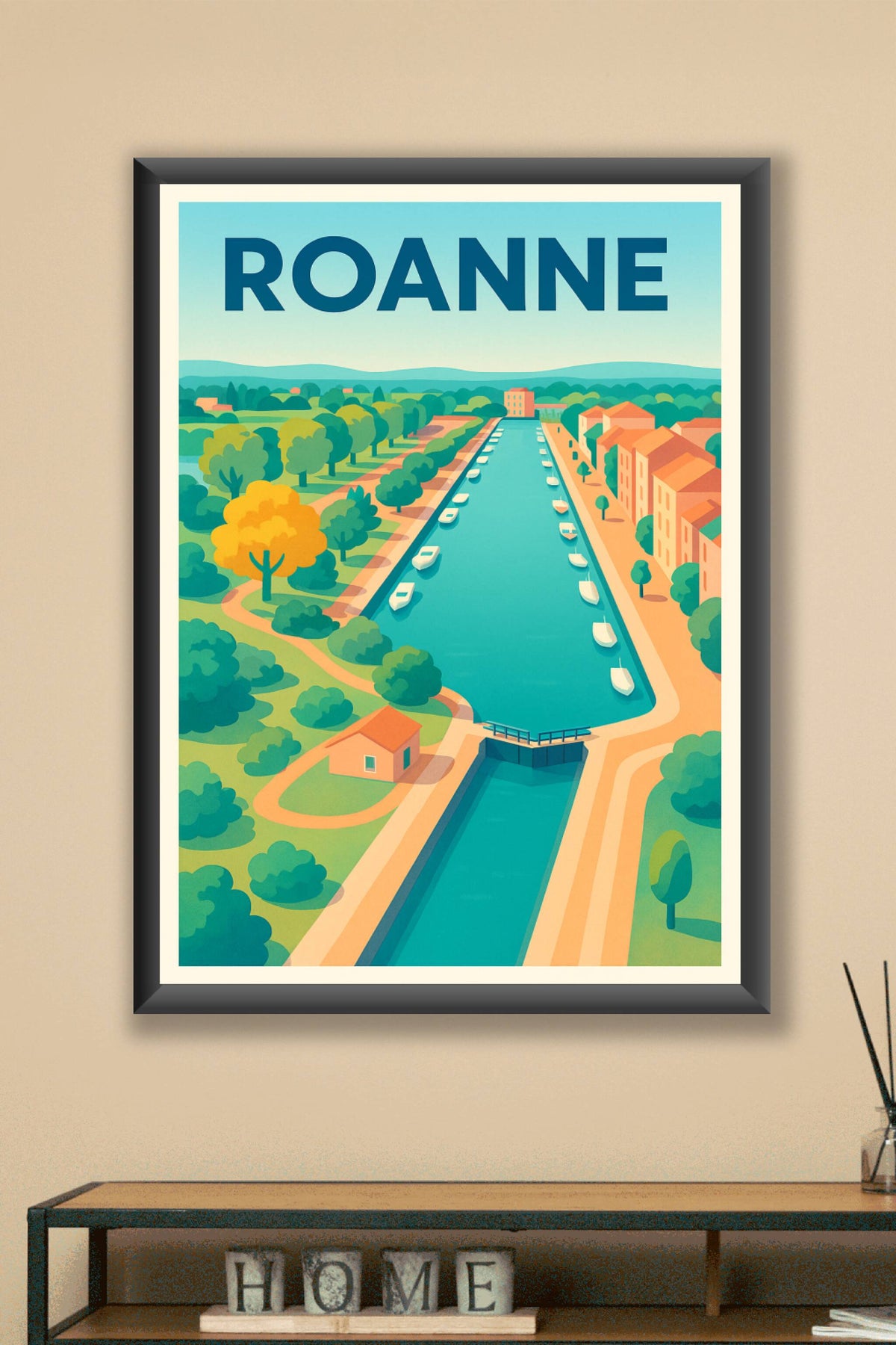 Affiche Roanne — Charme et Sérénité au Bord de l'Eau · poster d'art de Roanne