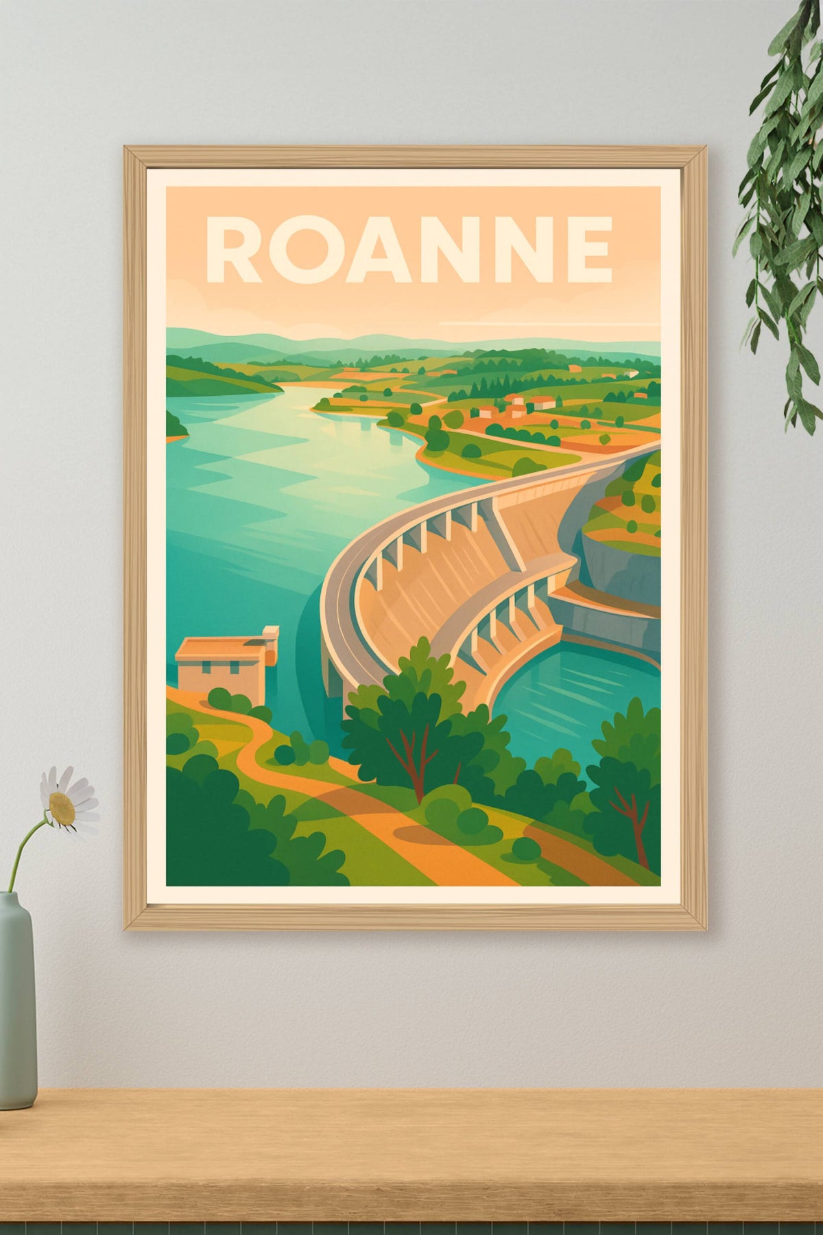 Affiche Roanne — L'art du paysage entre nature et ingénierie · poster d'art de Roanne