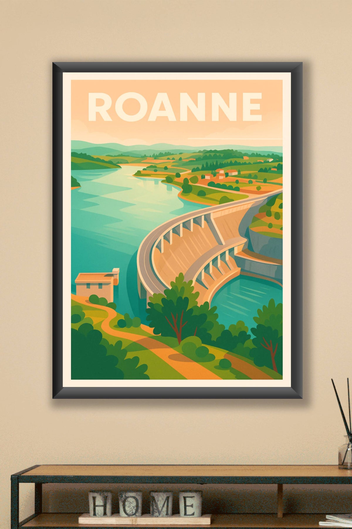 Affiche Roanne — L'art du paysage entre nature et ingénierie · poster d'art de Roanne