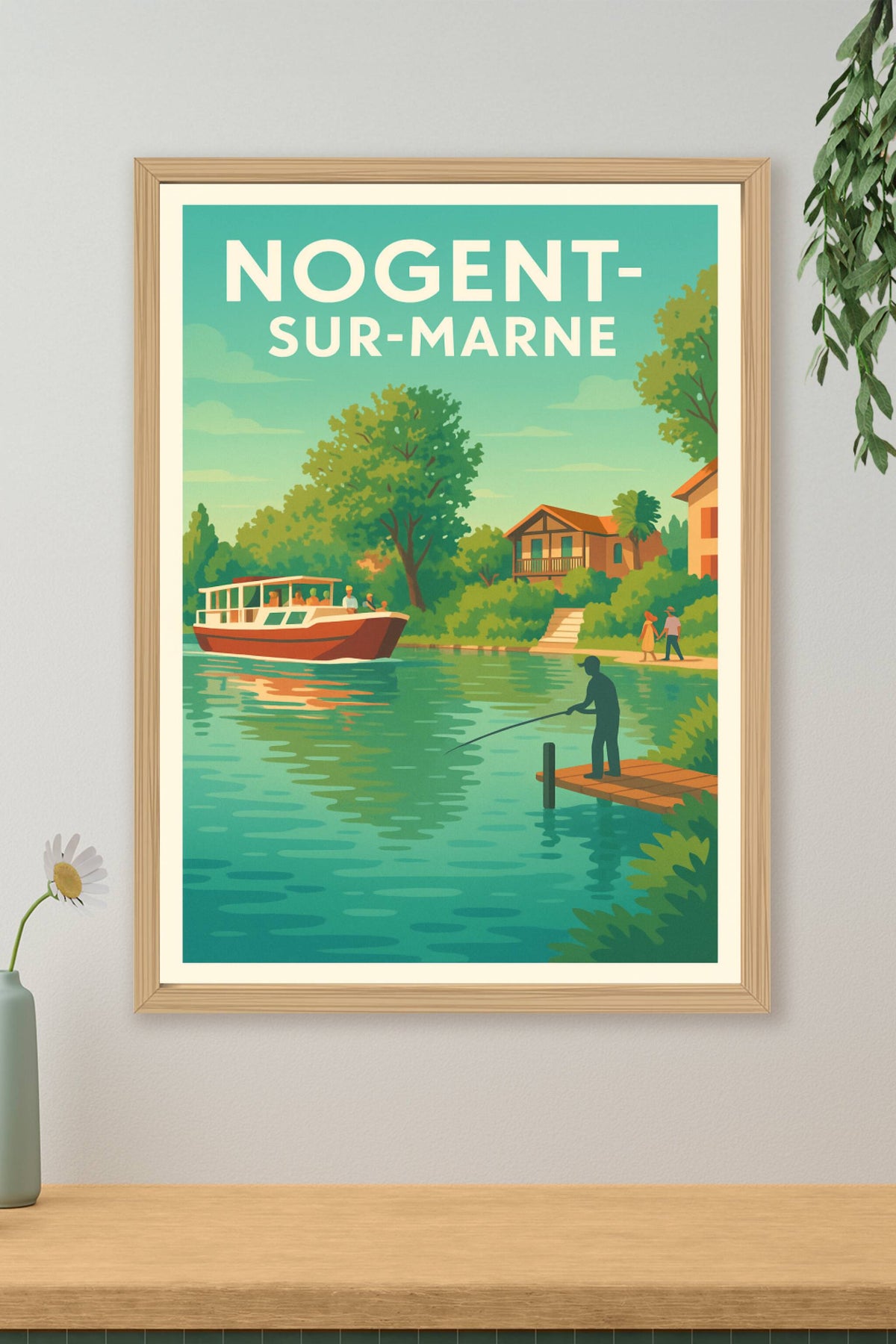 Affiche Nogent-sur-Marne — Havre de paix au bord de l'eau · poster d'art de Nogent-sur-Marne