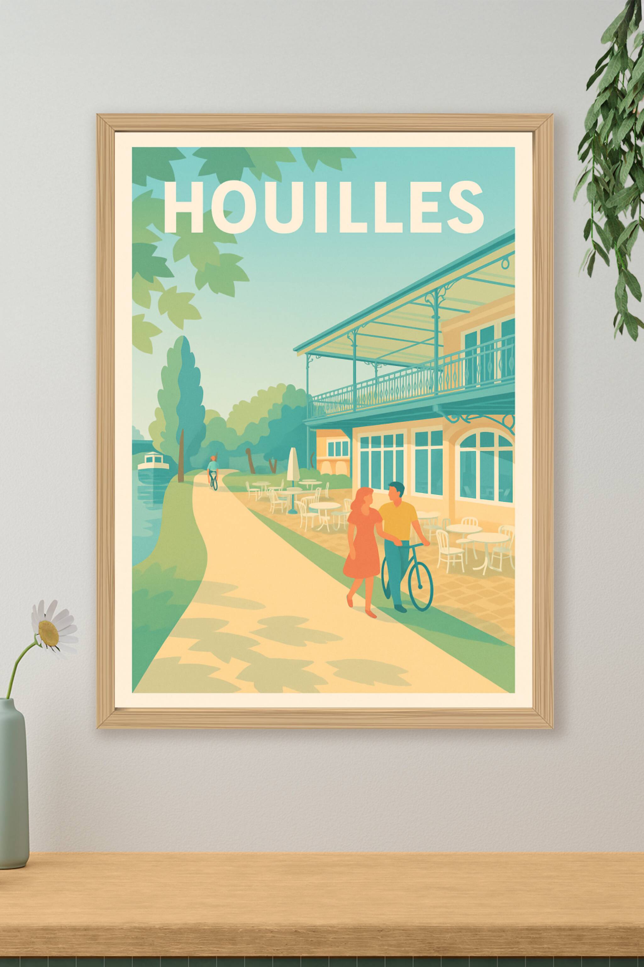 Affiche Houilles — Douceur de vivre au bord de l'eau · poster d'art de Houilles